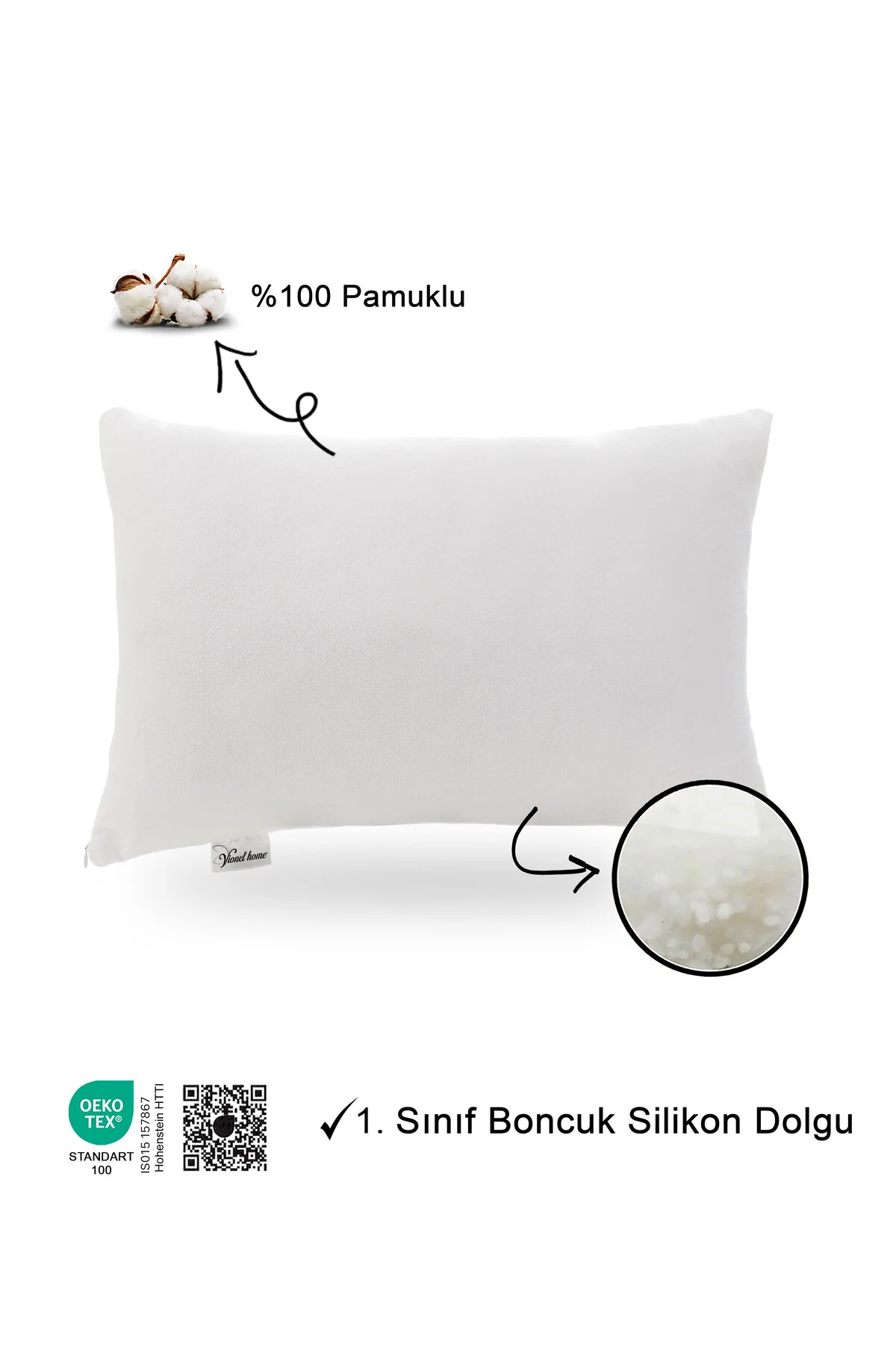 Sıvı Geçirmez Bebek Yastığı, Antialerjik Yastık , %100 Pamuklu, Boncuk Silikon 35x45 Cm - Vionel Home Görsel 4