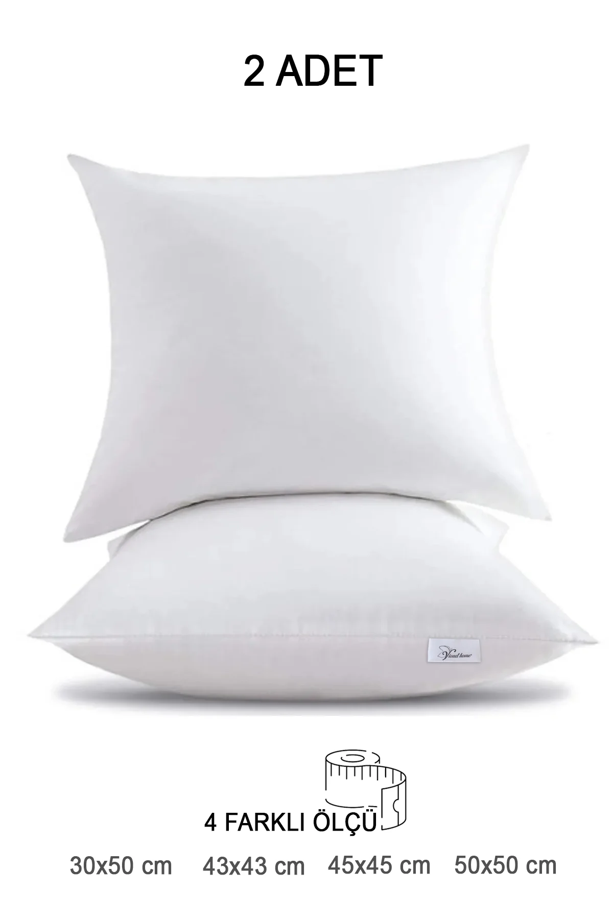 2 Adet Premium Kare Kırlent İç Yastık 1.kalite Boncuk Silikon Dolgulu 45x45,43x43,30x50,50x50