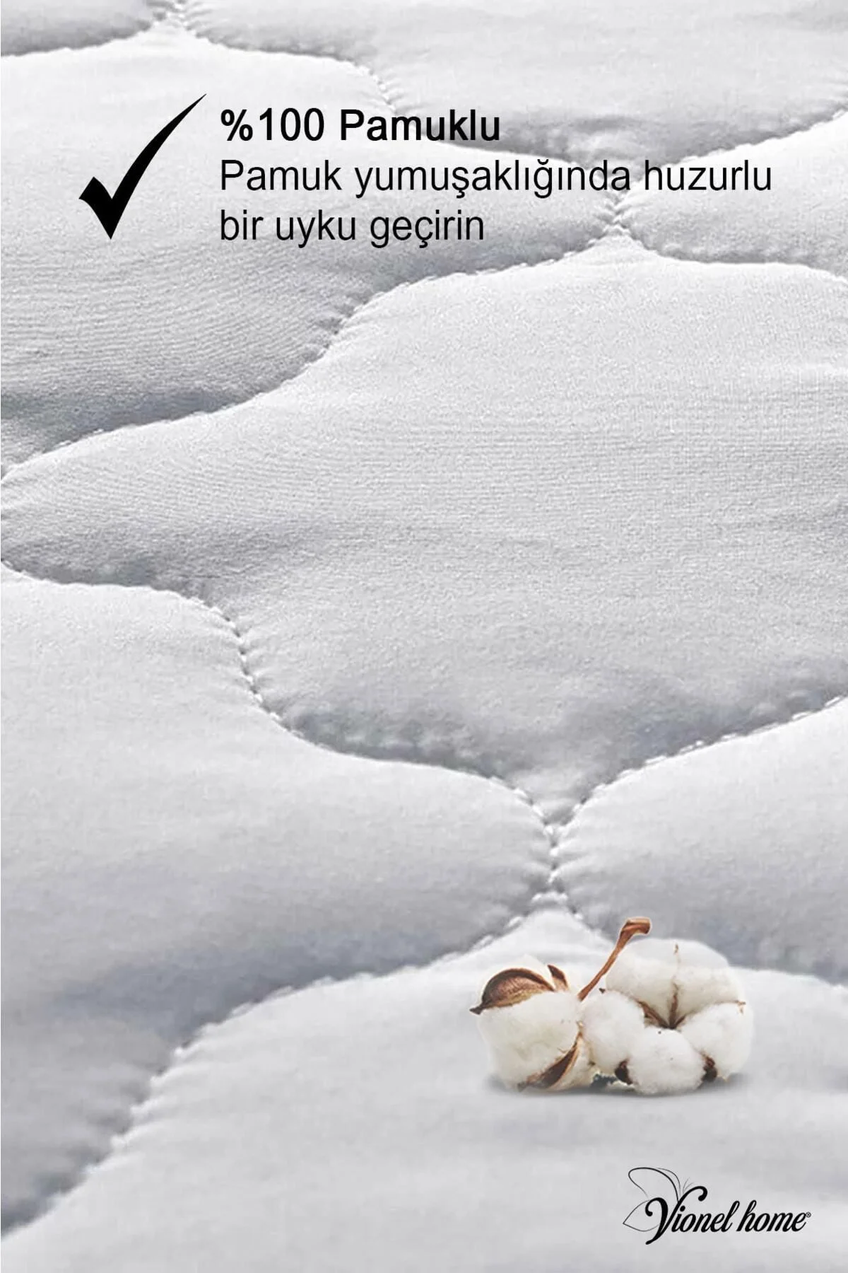 %100 Pamuk, Kapitone Yatak Koruyucu Çarşaf, Fitted Full Kenar, Elyaf Dolgulu, Tek Ve Çift Kişilik - Vionel Home Görsel 4