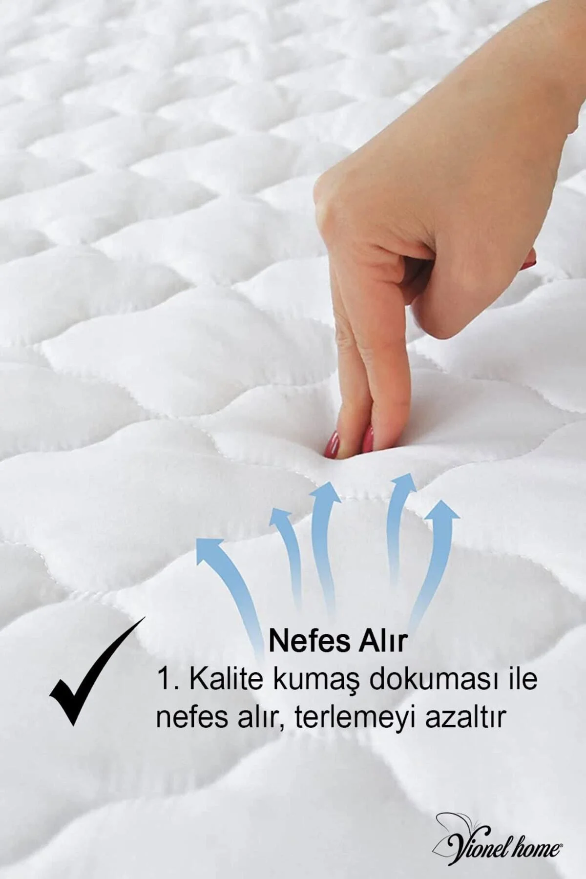 %100 Pamuk, Kapitone Yatak Koruyucu Çarşaf, Fitted Full Kenar, Elyaf Dolgulu, Tek Ve Çift Kişilik - Vionel Home Görsel 6