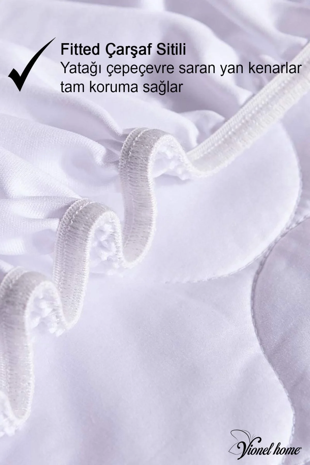 %100 Pamuk, Kapitone Yatak Koruyucu Çarşaf, Fitted Full Kenar, Elyaf Dolgulu, Tek Ve Çift Kişilik - Vionel Home Görsel 5