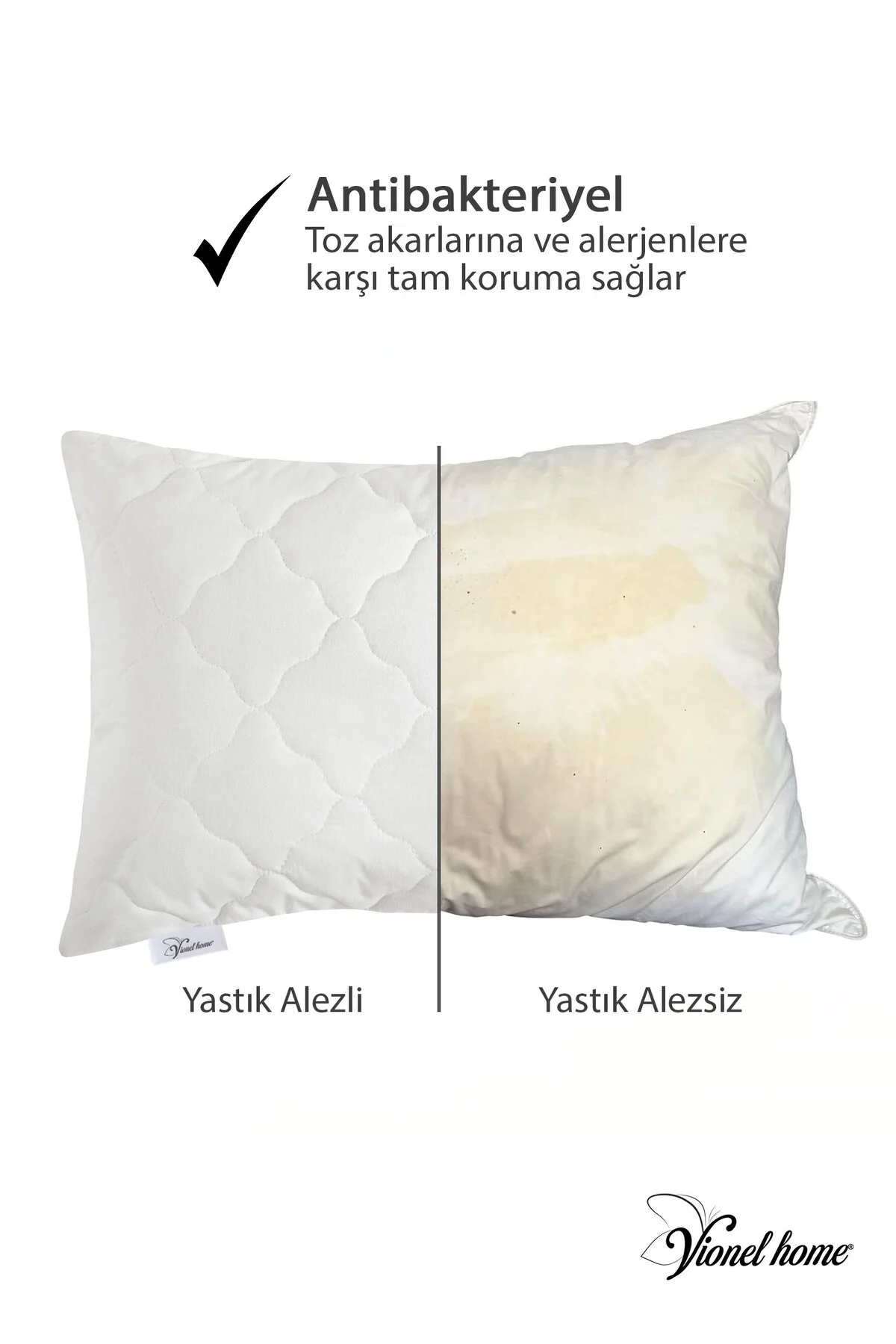 %100 Pamuk Kapitoneli 2’li Yastık Alezi Koruyucu Kılıf (50X70 CM) - Vionel Home Görsel 2
