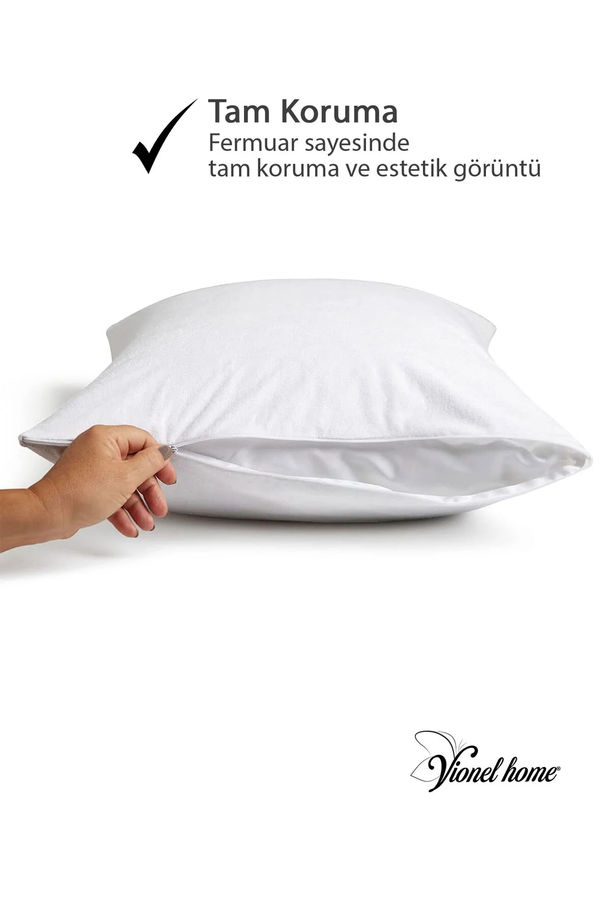 %100 Pamuklu, 2'li Yastık Alezi, Yastık Kılıfı, Su / Sıvı Geçirmez, (50 X 70 CM) - Vionel Home Görsel 3