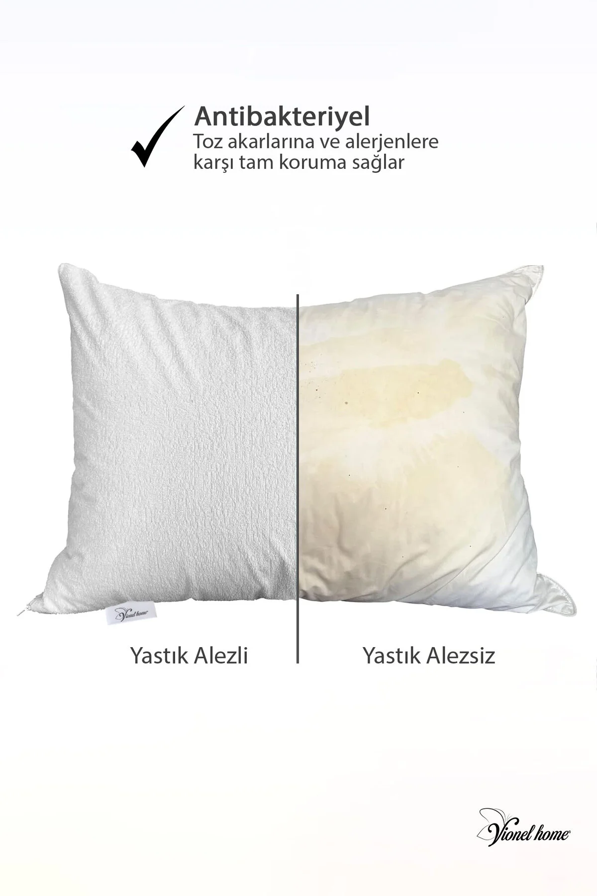 %100 Pamuklu, 2'li Yastık Alezi, Yastık Kılıfı, Su / Sıvı Geçirmez, (50 X 70 CM) - Vionel Home Görsel 2