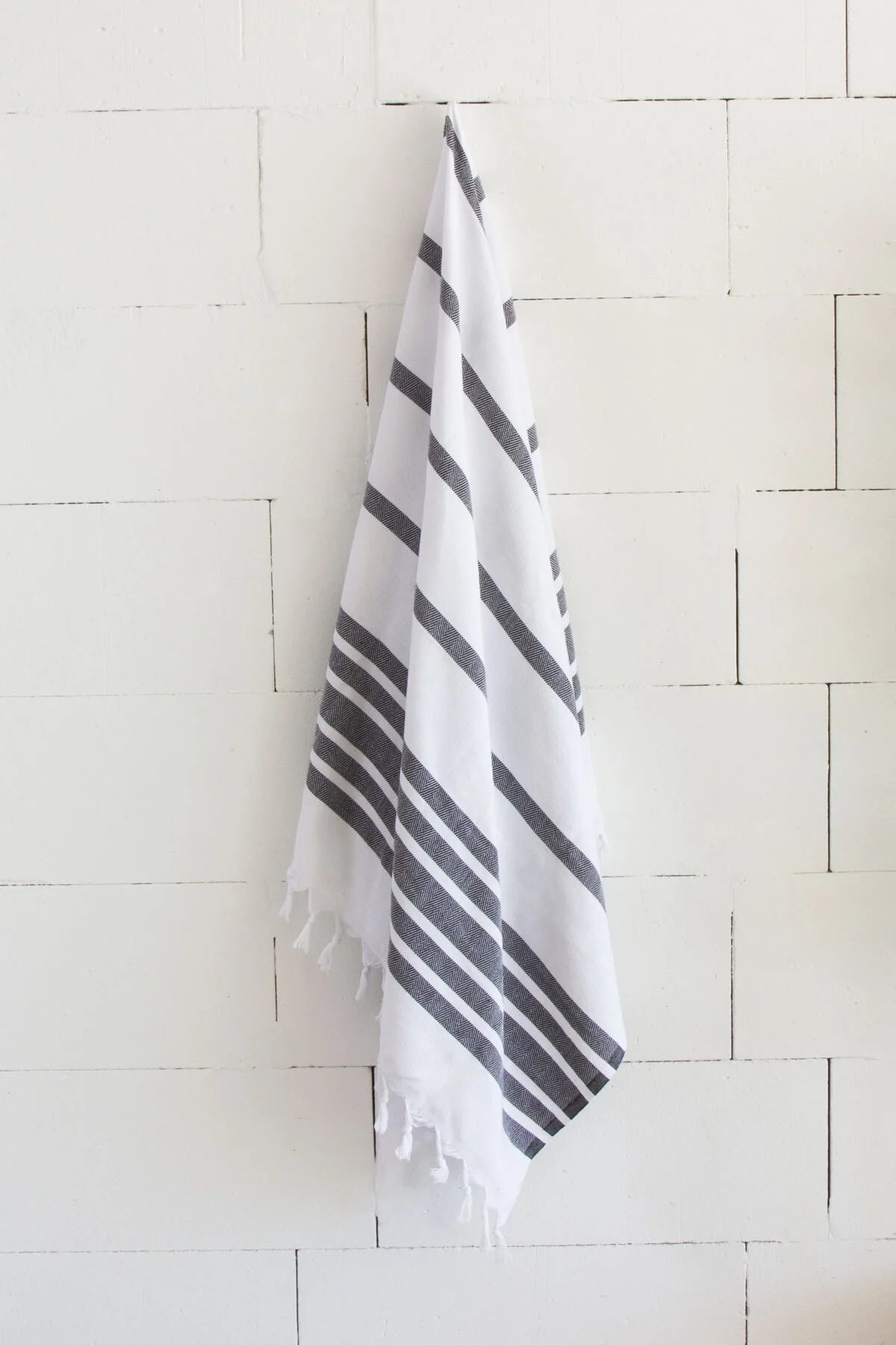 %100 Organik Pamuk,siyah Balıksırtı Desenli Peştemal, Banyo Ve Plaj Havlusu, 100x175cm - Vionel Home Görsel 5