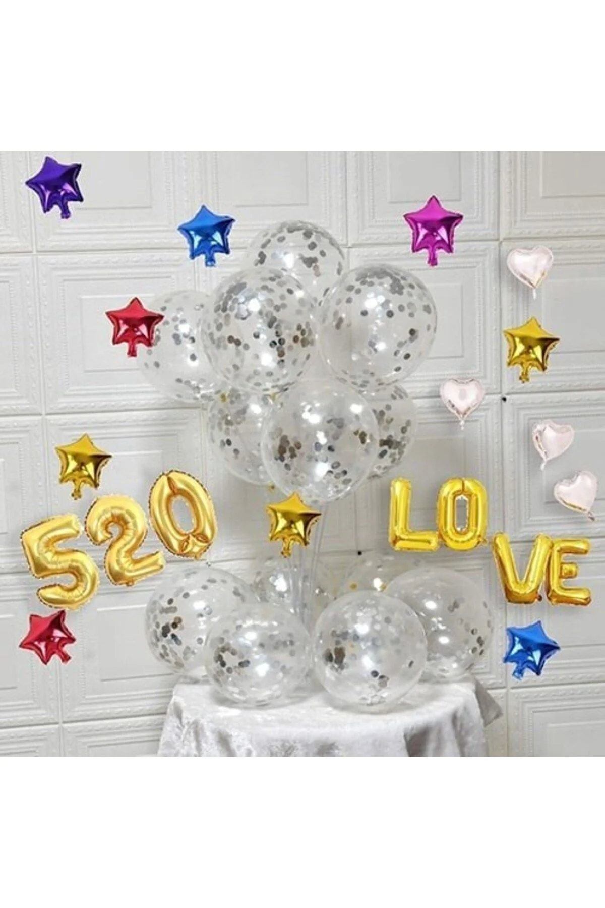 Şeffaf Gümüş Konfetili Balon 10 Adet - Partioutlet Görsel 3