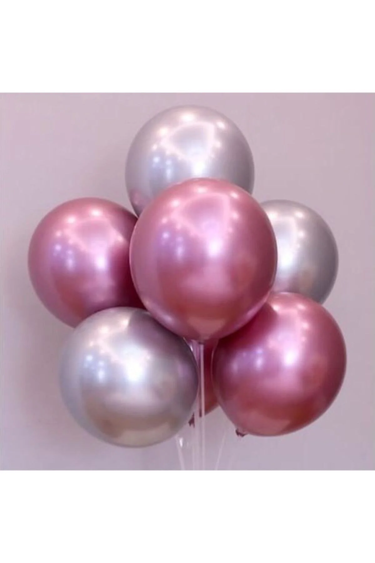 Fırsat Ayı Balon Parti Balonu Krom Balon Gümüş-pembe Balon 5 Adet