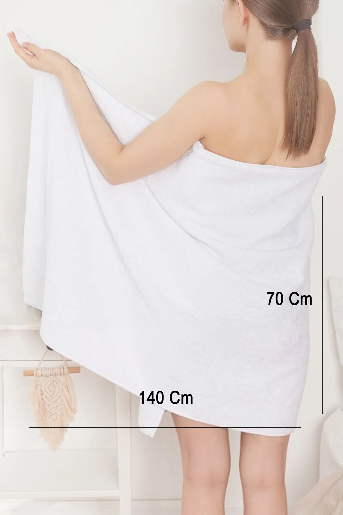 Pamuklu, Beyaz Banyo Havlusu | Spa ve Otel Havlusu (70x140 cm) - Vionel Home Görsel 3