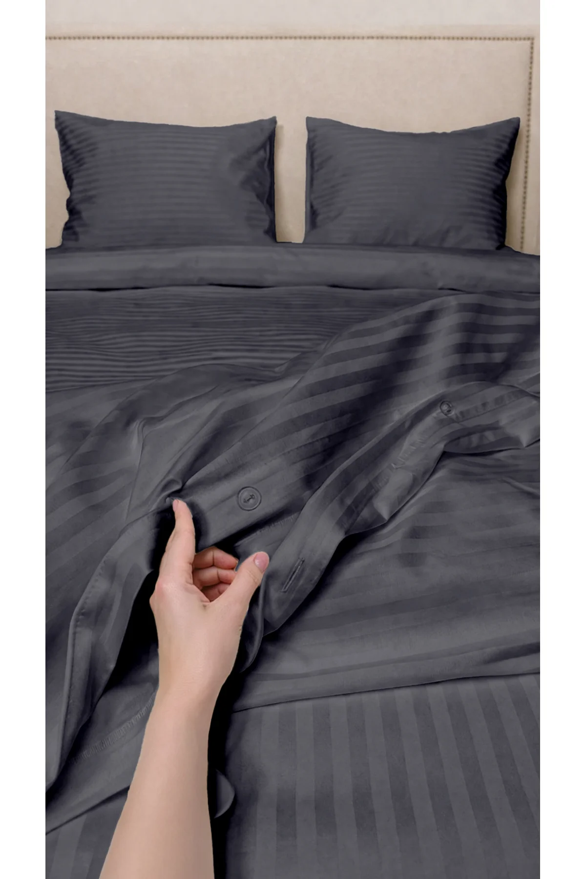 Tek Kişilik %100 Pamuk Saten Nevresim Seti | Premium Seri | 8 Renk Seçeneği (160x220) - Vionel Home Görsel 4