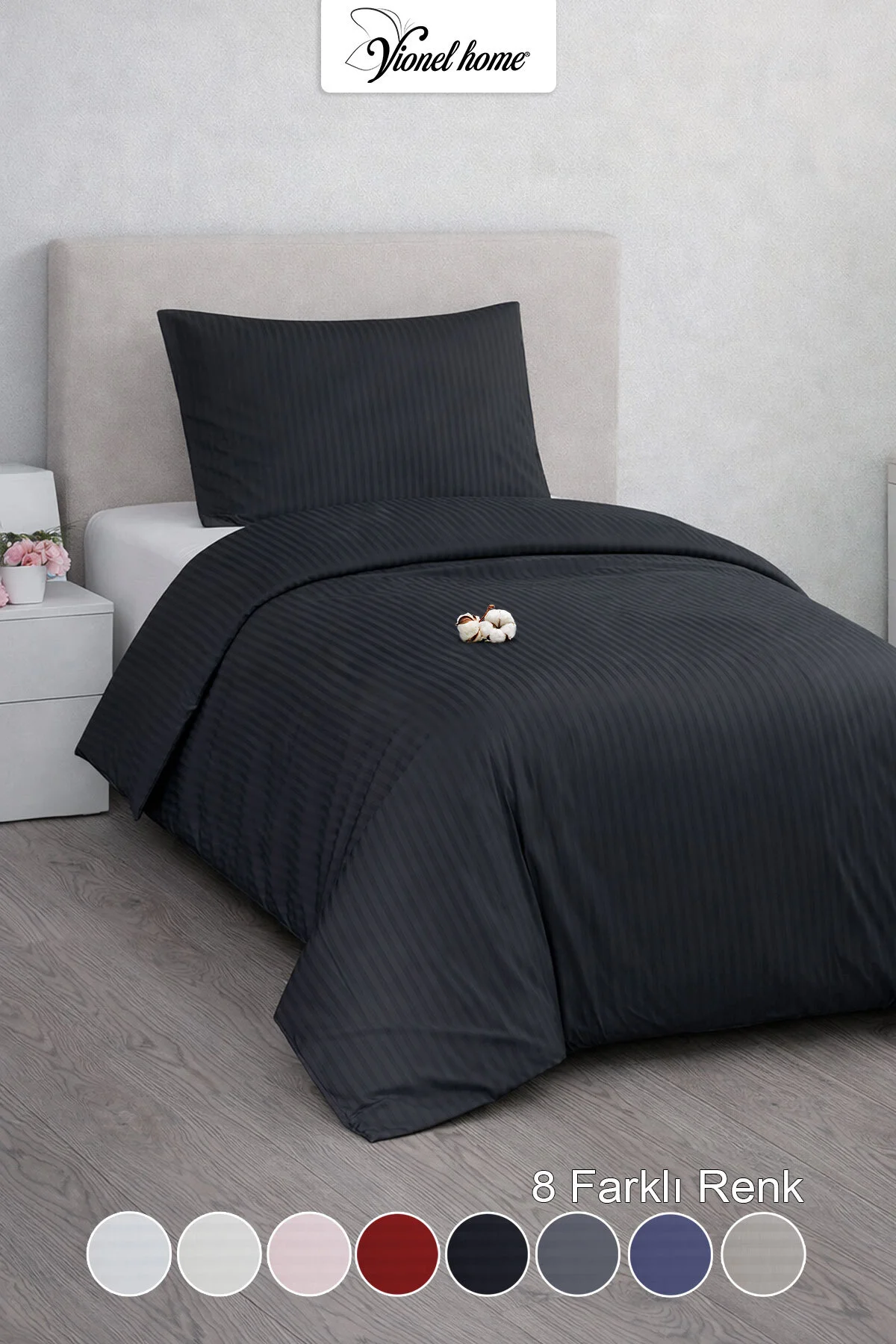 Tek Kişilik %100 Pamuk Saten Nevresim Seti | Premium Seri | 8 Renk Seçeneği (160x220)