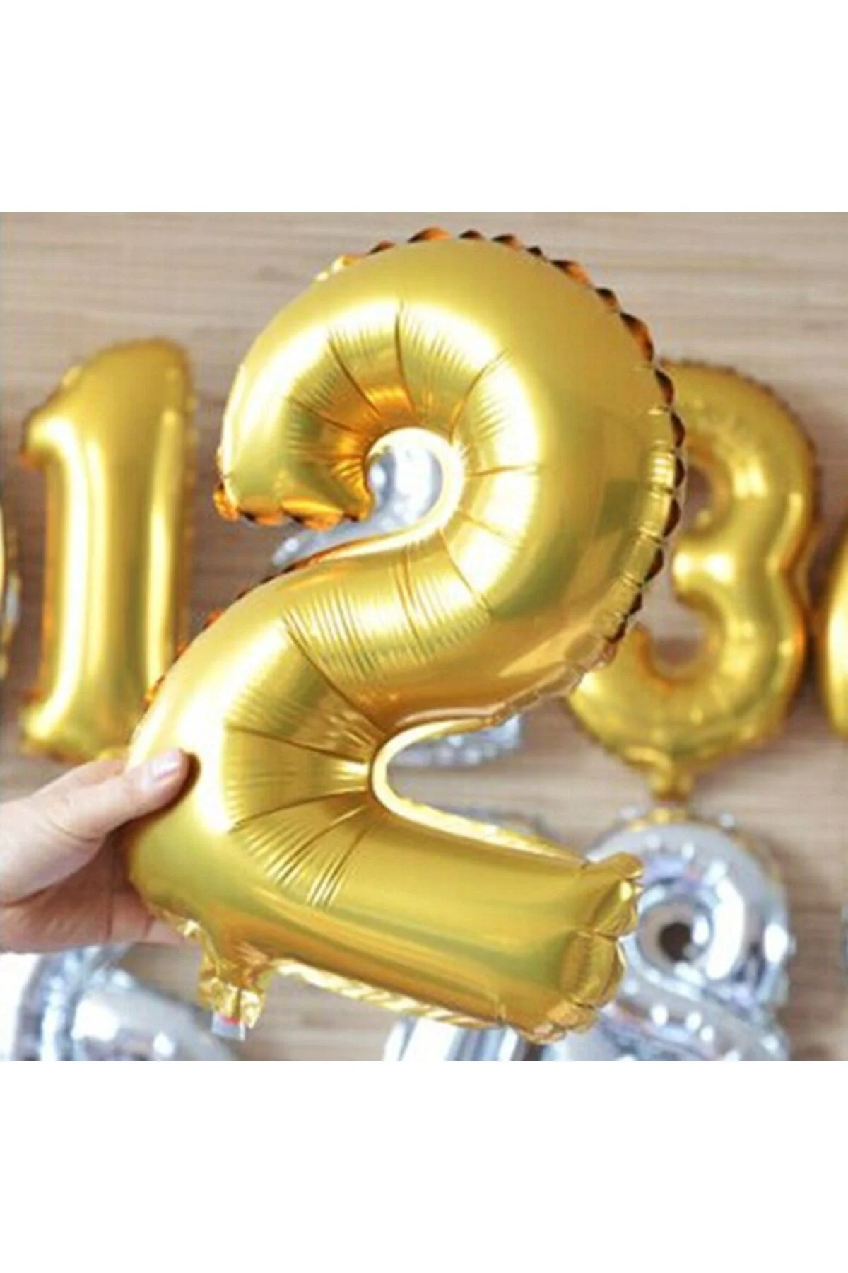 5 Rakam Folyo Gold Renk Balon Küçük 35 Cm - Partioutlet Görsel 4