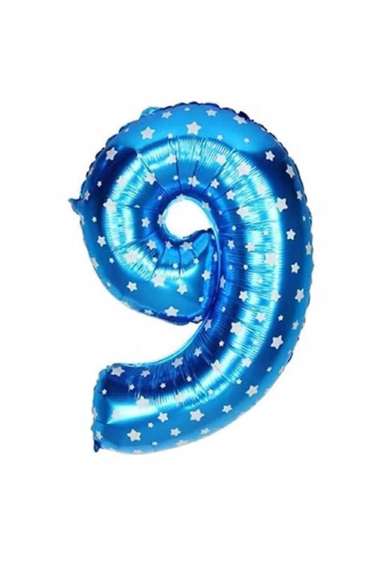 9 Rakam Mavi Yıldızlı Folyo Balon 100 Cm