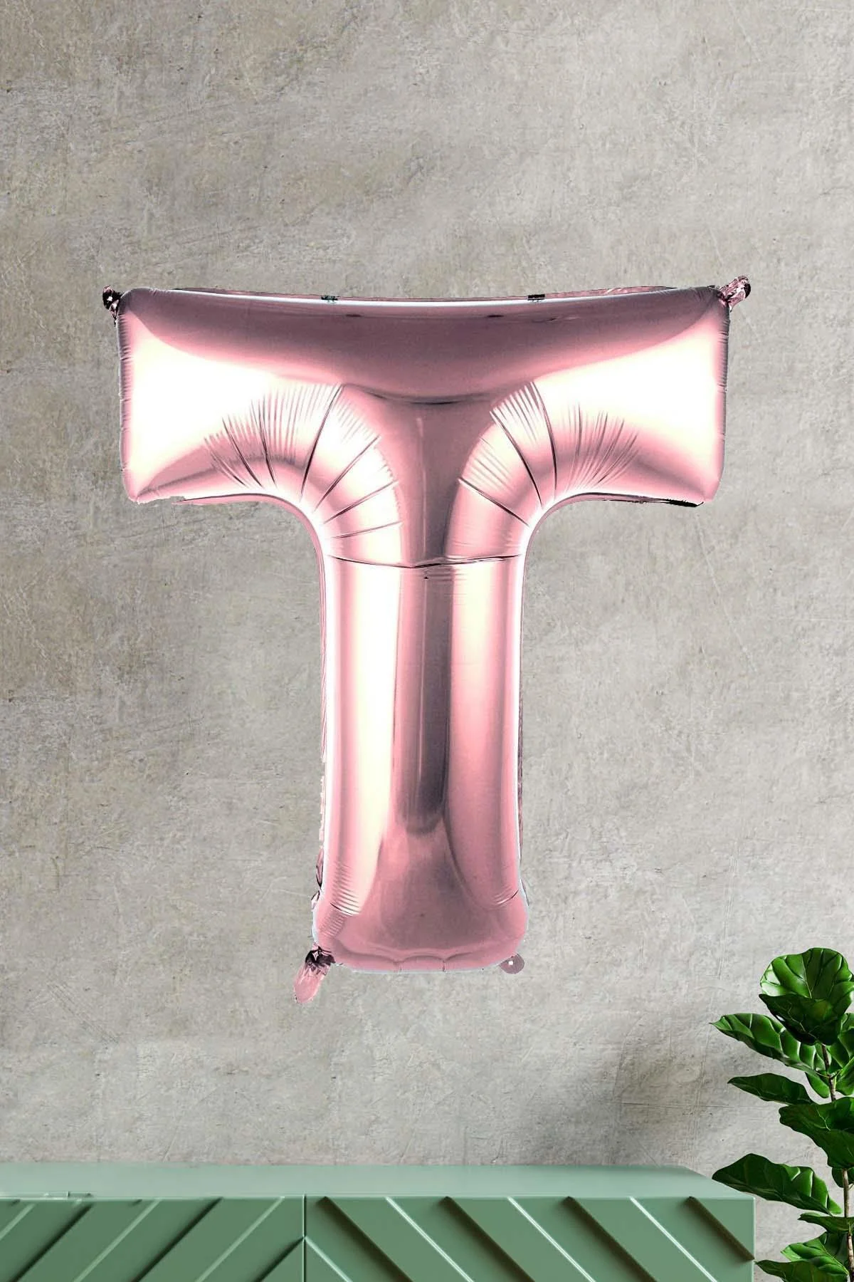 T Harfi Rose Gold Folyo Balon 100 Cm 40 Inç 1 Metre Baş Harf Balon
