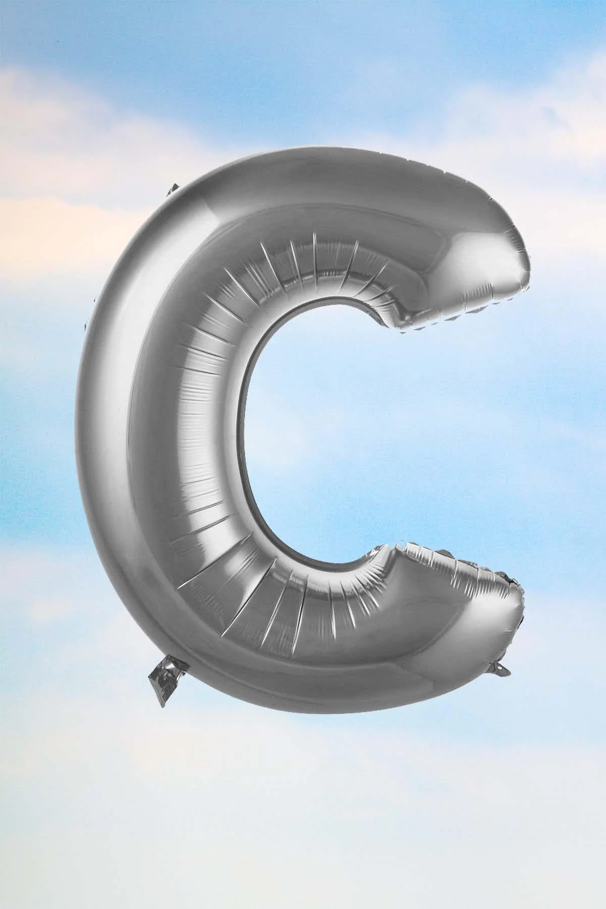 C Harfi Gümüş Folyo Balon 100 Cm 40 Inç 1 Metre Silver