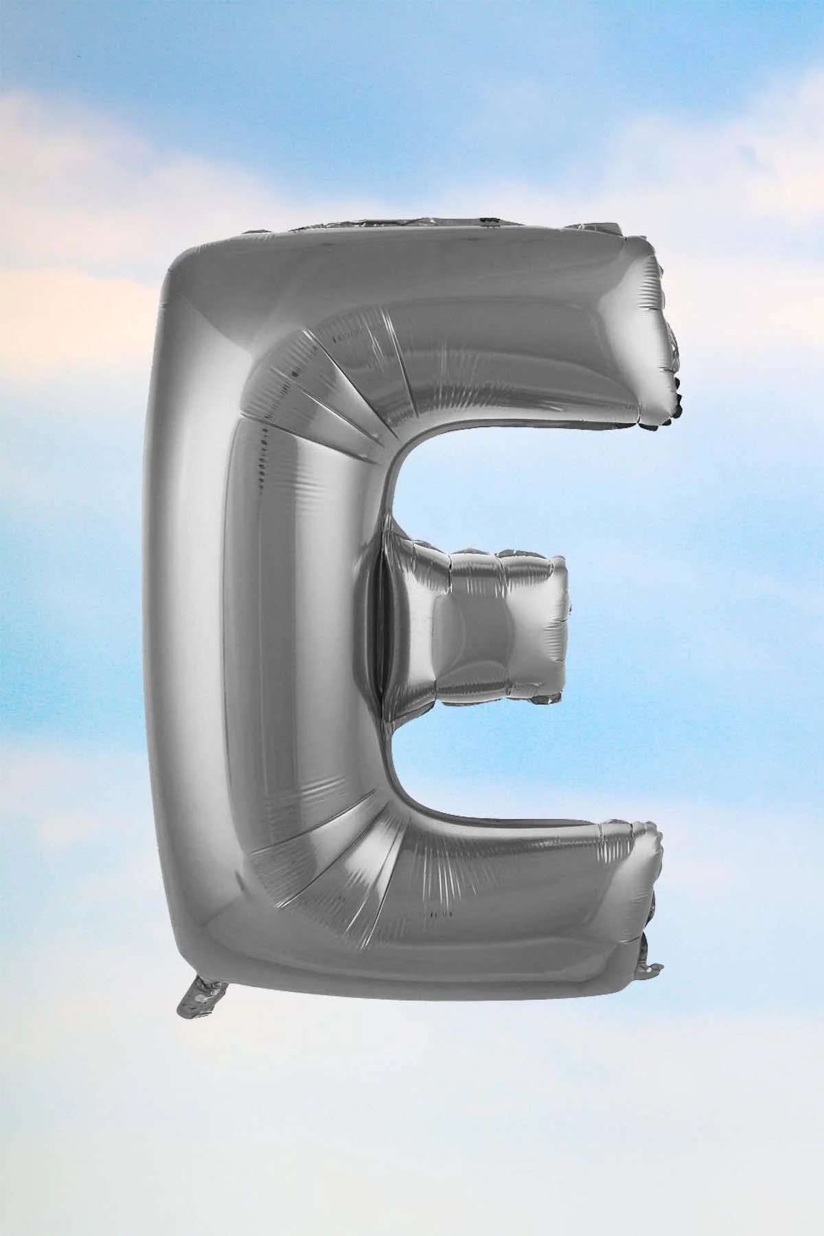 E Harfi Gümüş Folyo Balon 100 Cm 40 Inç 1 Metre Silver