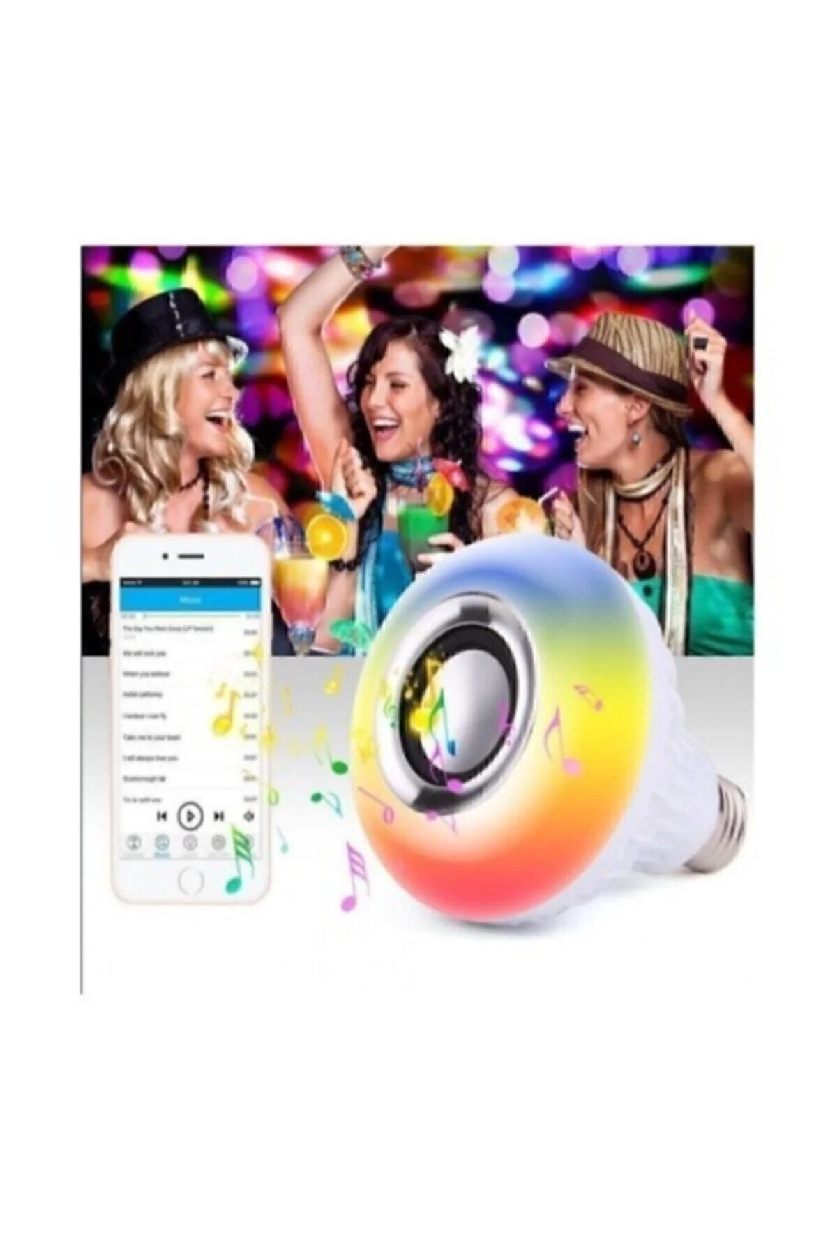 Bluetooth Music Bulb Akıllı Hoparlör Led Işıklı Uzaktan Kumandalı Müzikli Lamba 7 Renk Işıklı - DoğubeyStore Görsel 3