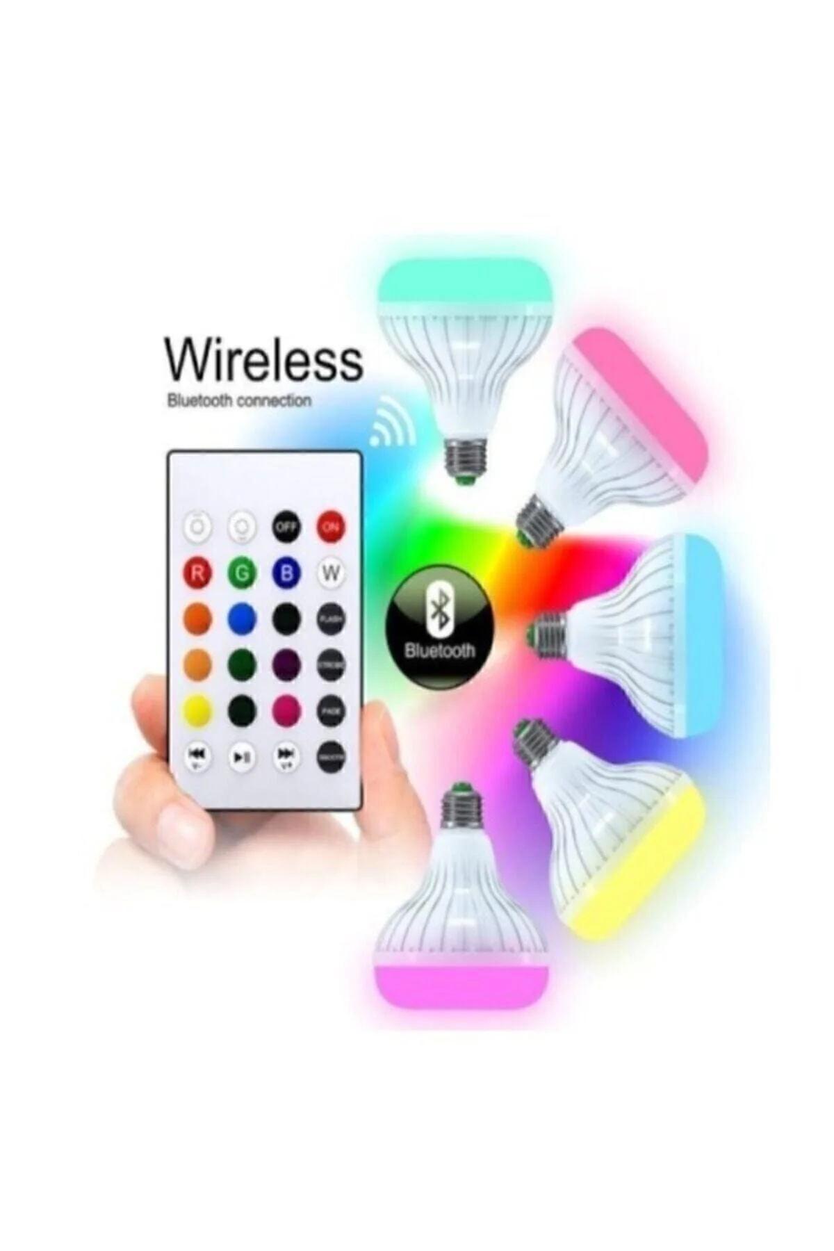 Bluetooth Music Bulb Akıllı Hoparlör Led Işıklı Uzaktan Kumandalı Müzikli Lamba 7 Renk Işıklı - DoğubeyStore Görsel 2