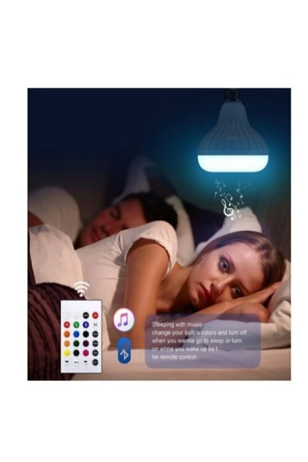 Bluetooth Music Bulb Akıllı Hoparlör Led Işıklı Uzaktan Kumandalı Müzikli Lamba 7 Renk Işıklı - DoğubeyStore Görsel 6