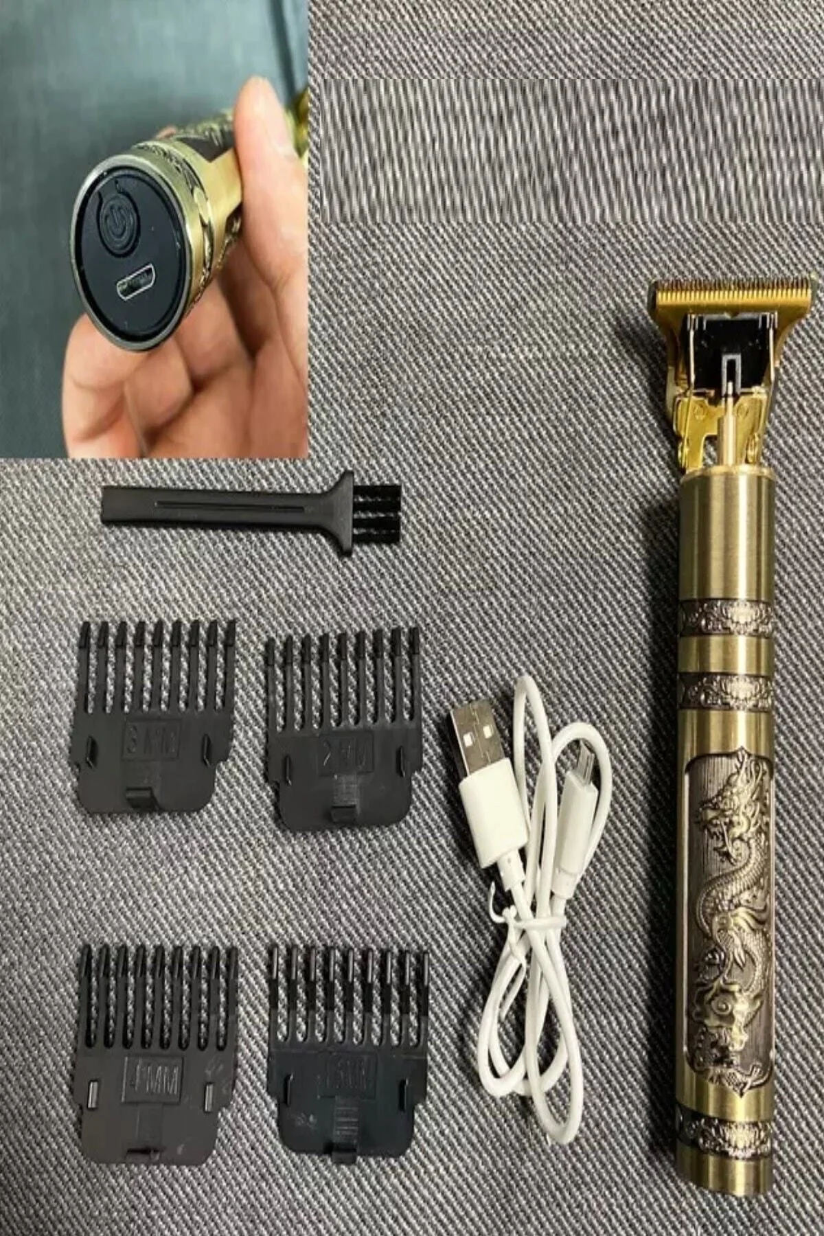 Ejderha Motifli Şık Tasarım T Jilet Bıçak Xl Batarya Şarjlı Sıfır Kesim Yapan Tıraş Makinesi - pazariz Görsel 8