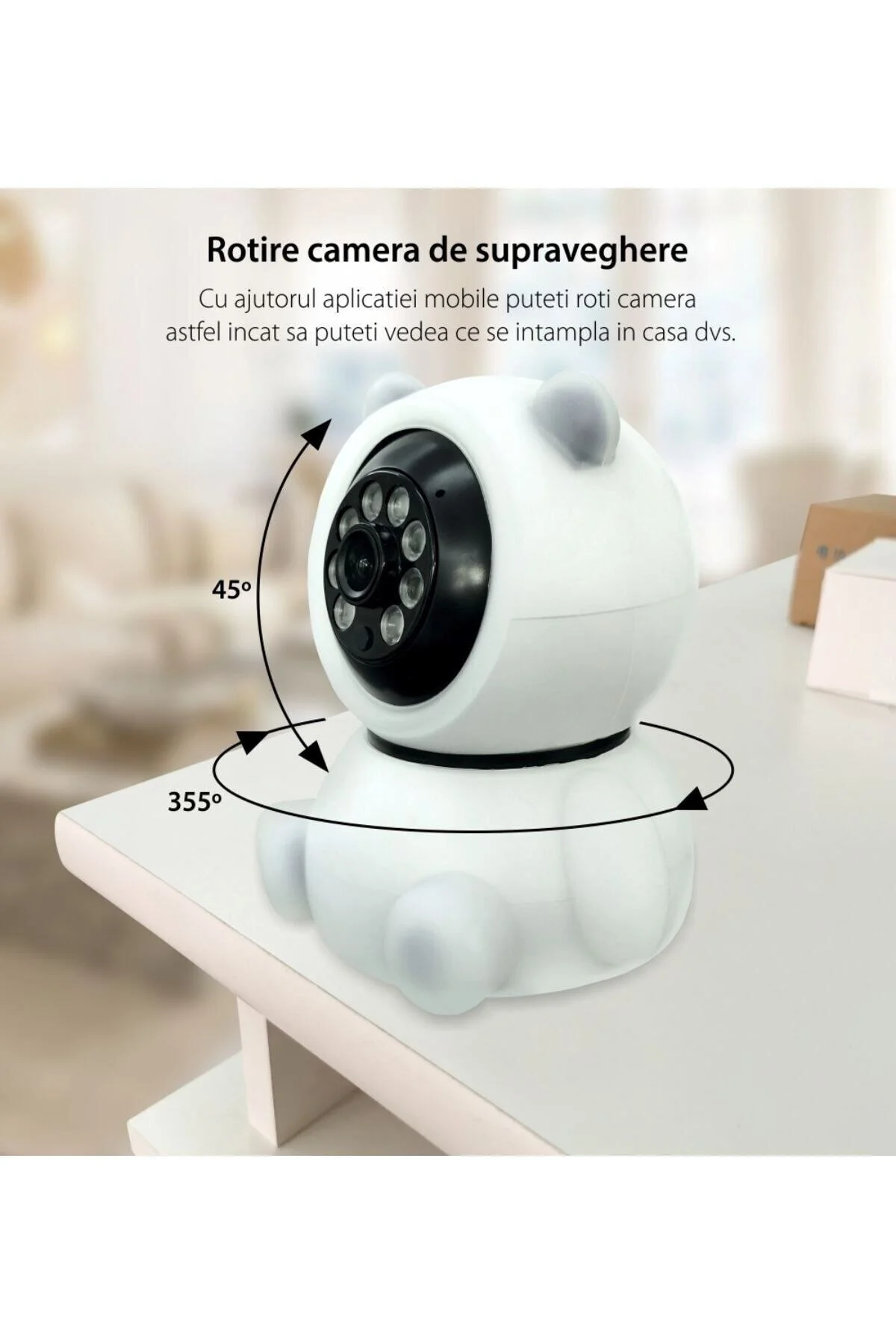 Panda Görünümlü 360° 1080p Ip Güvenlik Kamerası Gece Görüşlü Bebek Bakıcı Ip Wifi Kamerası - pazariz Görsel 6