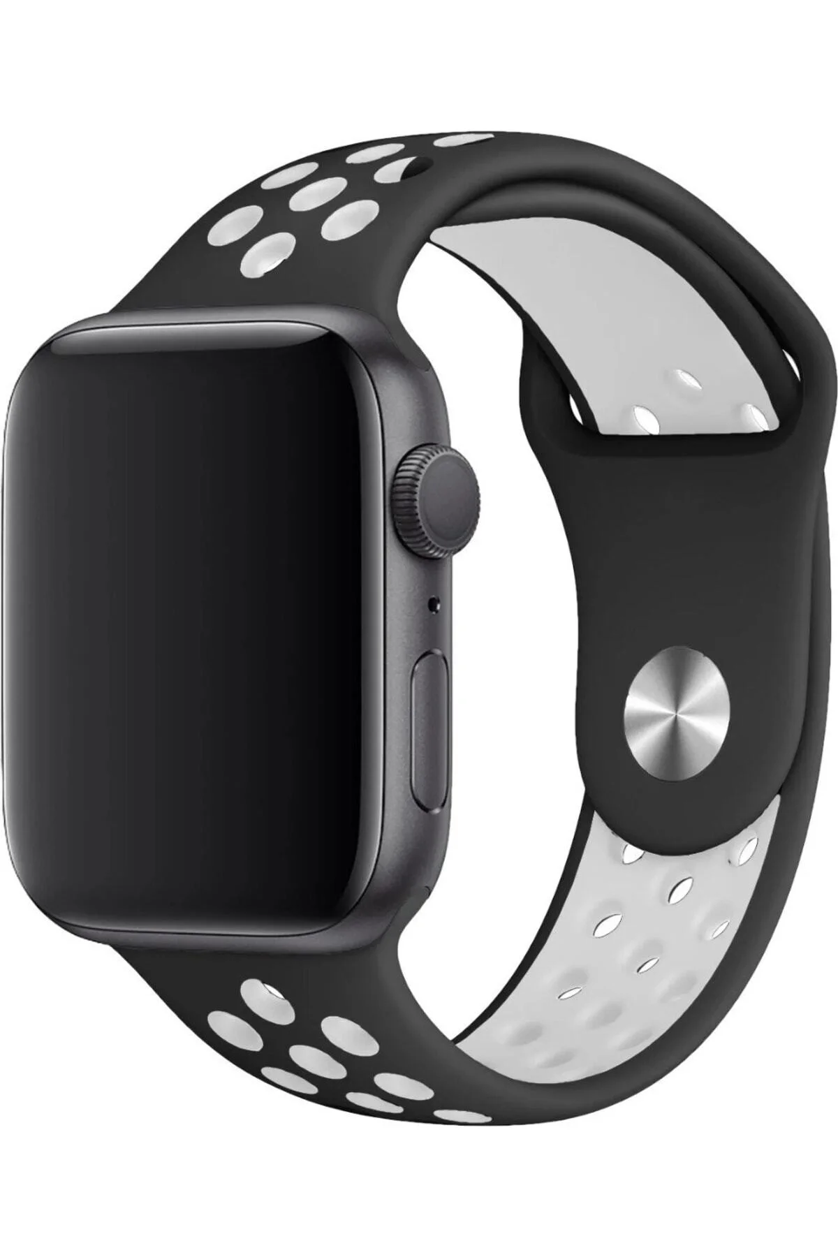 Apple Watch Uyumlu8 Ultra 49mm Ile Kayış Spor Delikli Silikon Sd01 Kordon Siyah-beyaz
