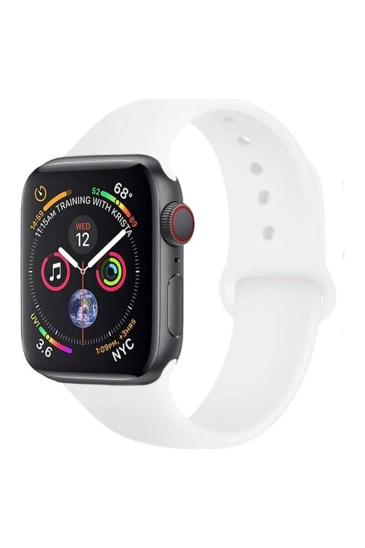 Apple Watch Uyumlu38 - 40 Mm Spor Kordon Silikon Kayış Beyaz