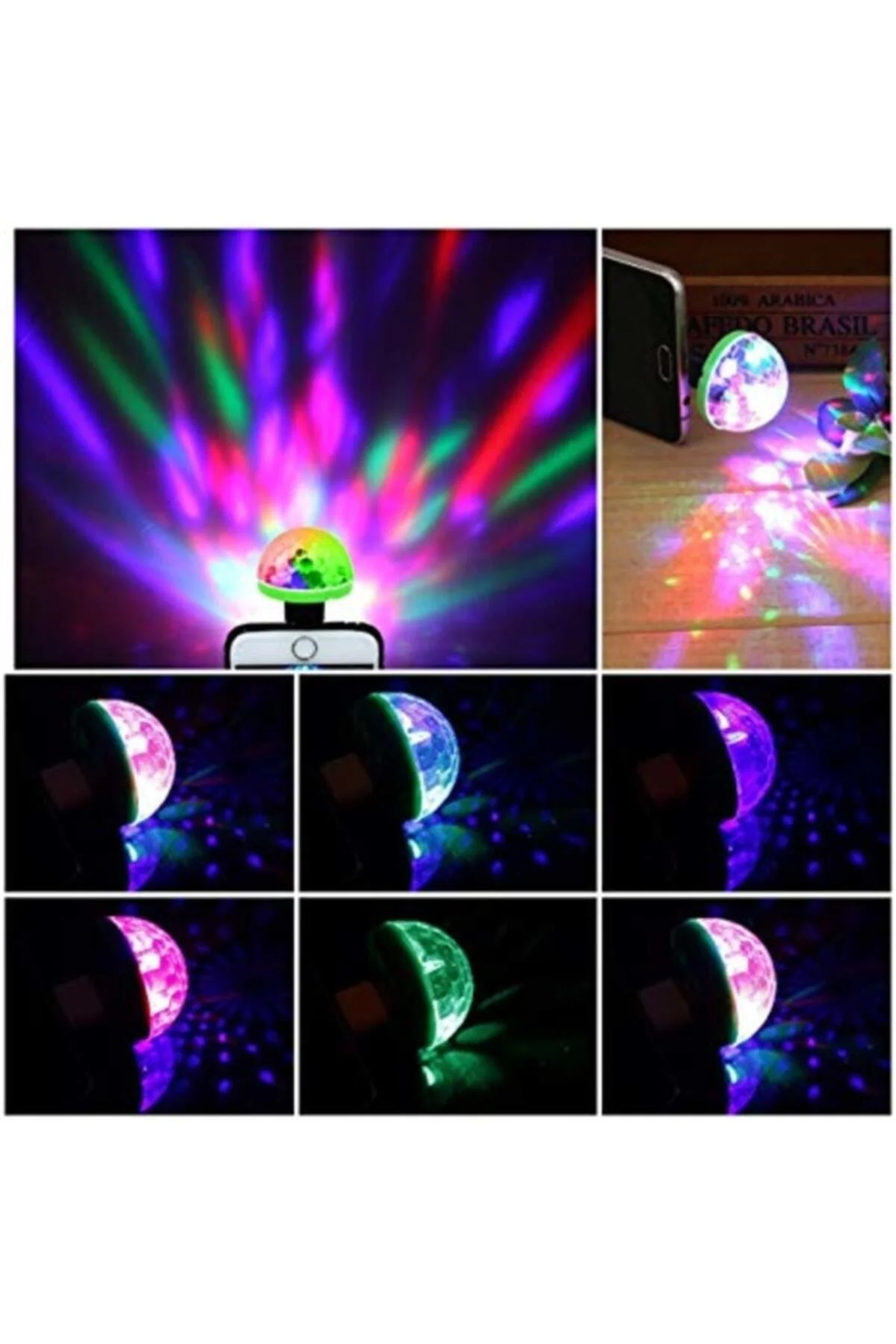 Sese Duyarlı Usb Girişli Rgb Renkli Mini Disko Topu Led Lambası - Ev - Araç