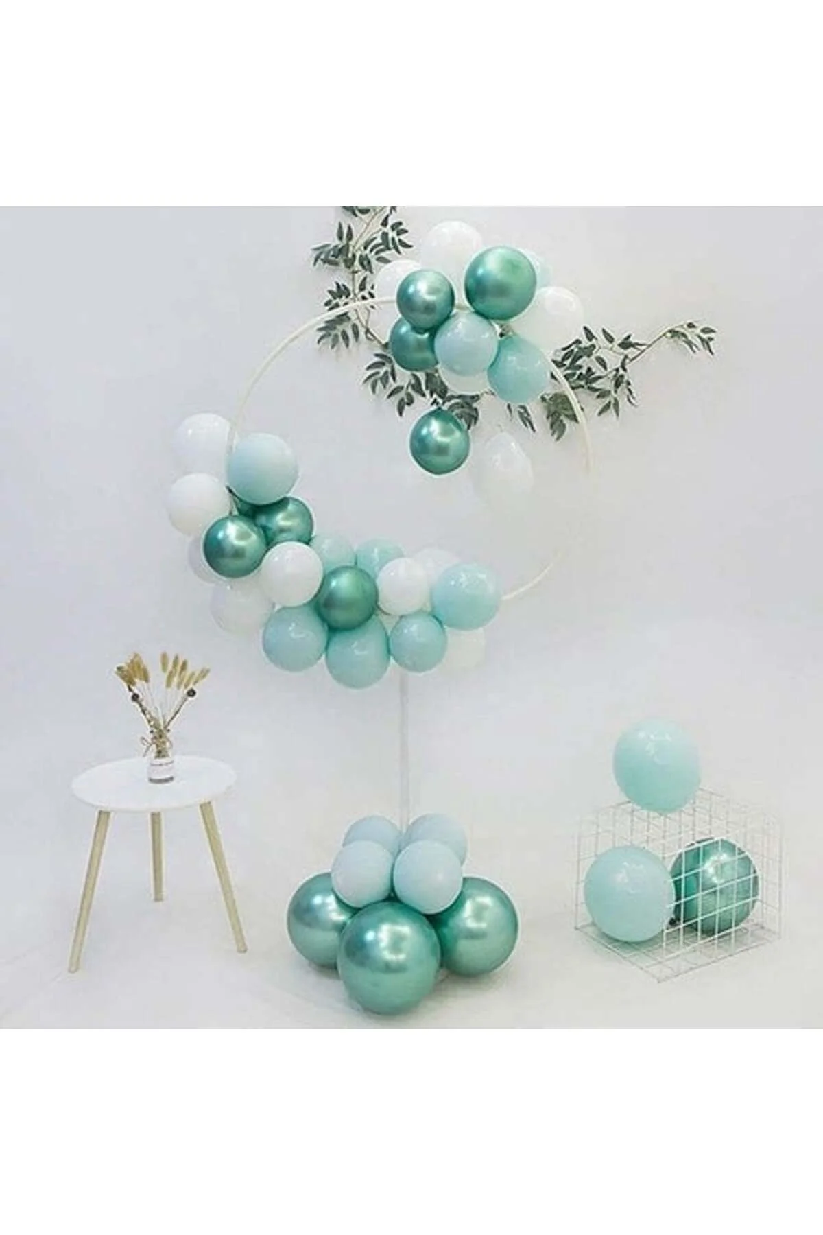 Su Yeşil Renk Krom Balon 10 Adet - Partioutlet Görsel 4