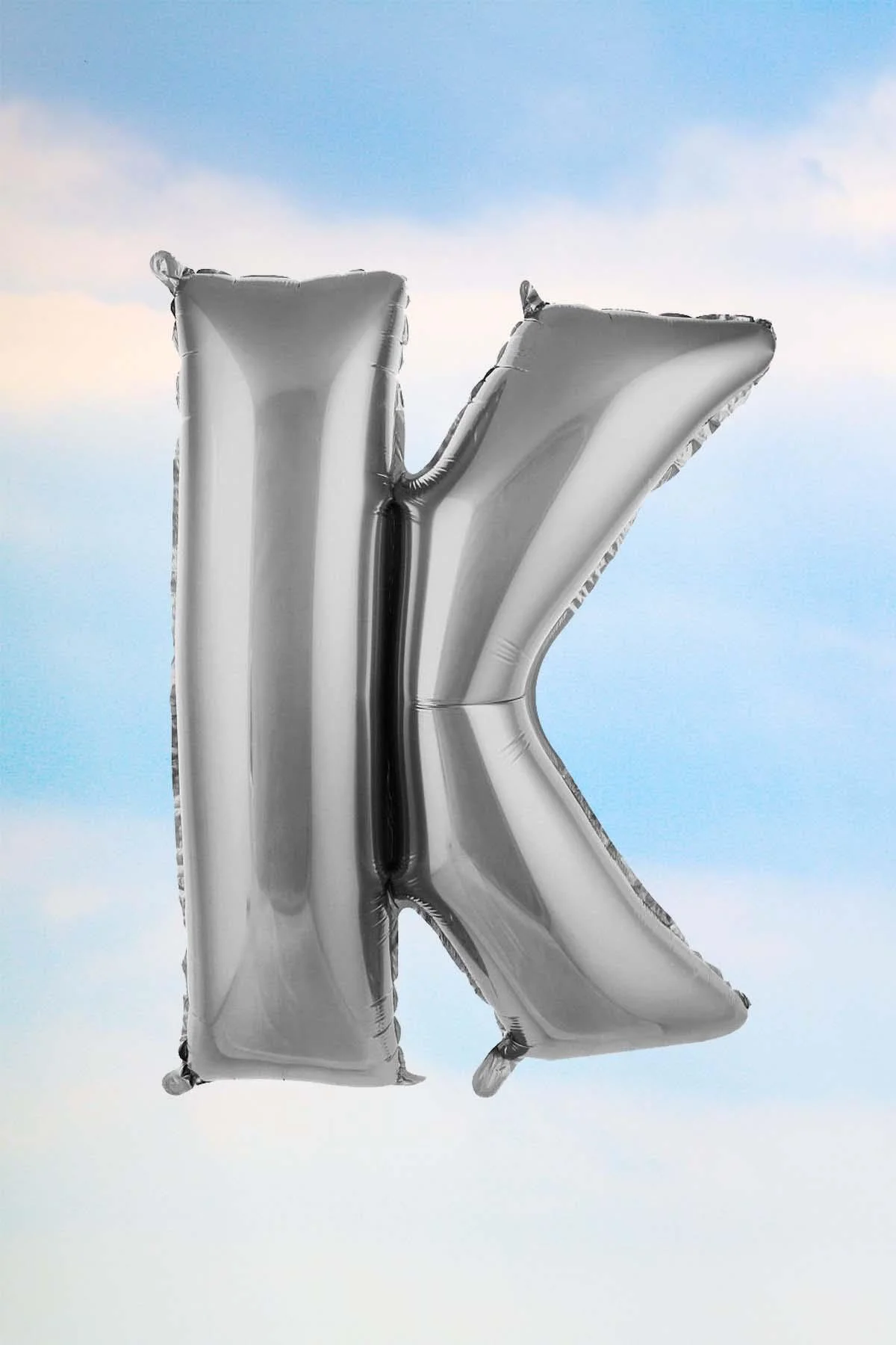 K Harfi Gümüş Folyo Balon 100 Cm 40 Inç 1 Metre Silver