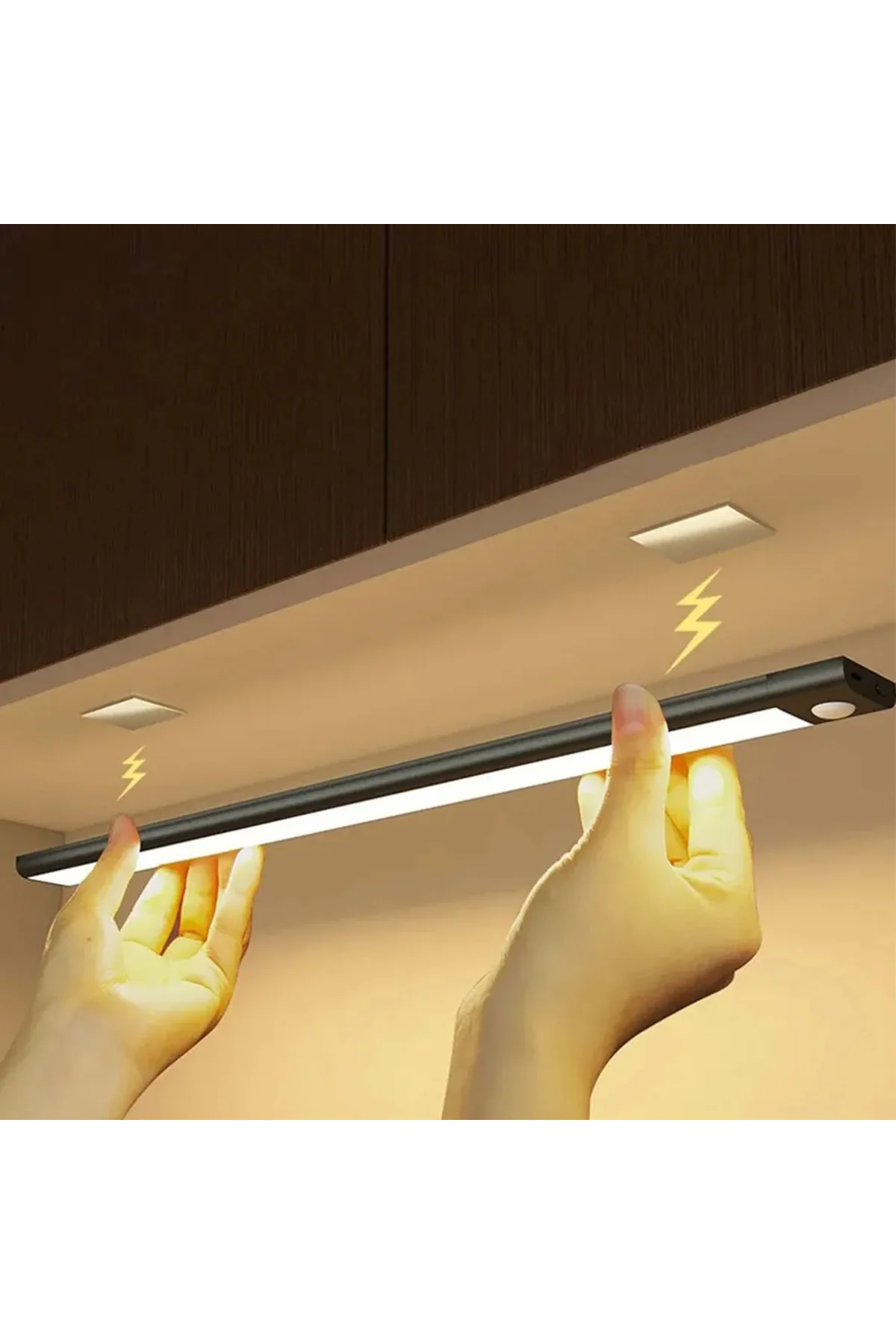 60 cm Hareket Sensörlü 3 Renk Işık Usb Şarj Mutfak, Dolap, Gece Lambası Slim Alüminyum Kasa - pazariz Görsel 7