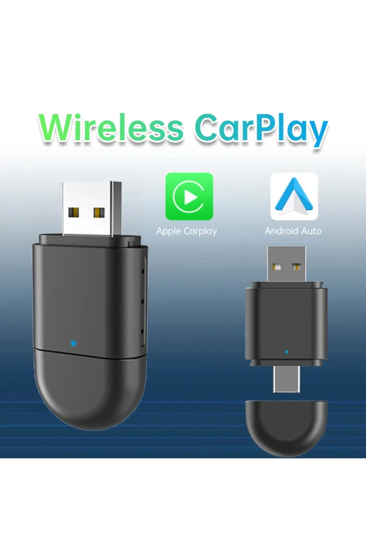 Mini Kablosuz Ios Android Uyumlu Carplay USB ve Type-C 2in1 Araç Multimedya Adaptörü - pazariz Görsel 5
