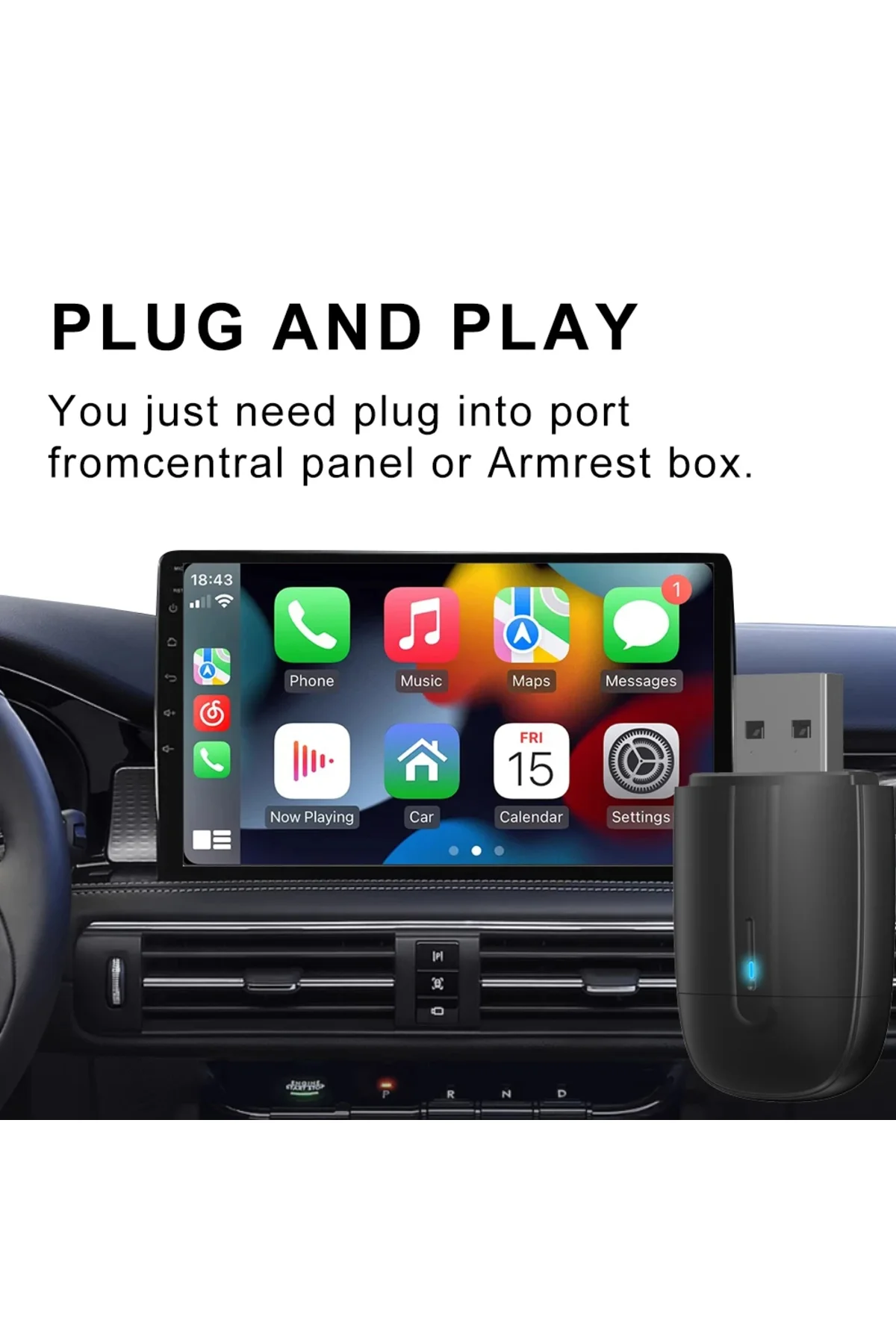 Mini Kablosuz Ios Android Uyumlu Carplay USB ve Type-C 2in1 Araç Multimedya Adaptörü - pazariz Görsel 6