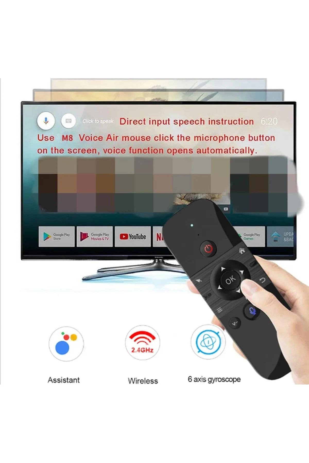 2.4ghz Klavye Sesle Kumanda Jiroskop Air Mouse Akıllı Tv Android Box Klavye Uzaktan Kumanda - pazariz Görsel 7