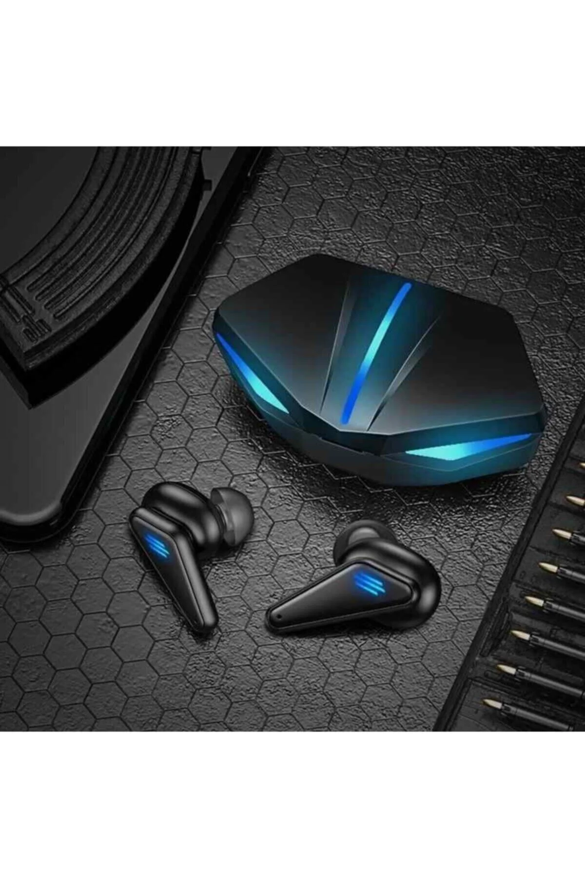 Işıklı Kulakiçi Kablosuz Bluetooth Kulaklık Oyuncu Kulaklığı Çift Mikrofonlu K55 - Anycast Görsel 3
