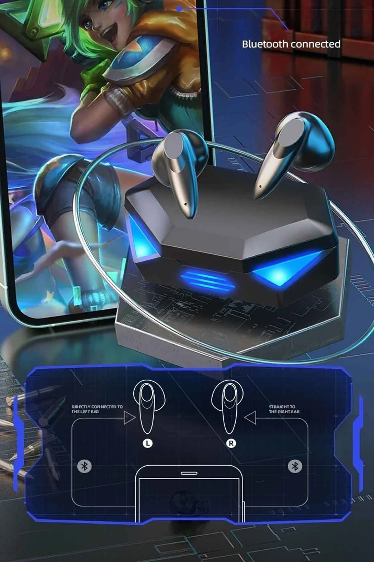 Bluetooth Oyucu Kulaklığı G20 Son Sürüm Düşük Gecikmeli Siyah Gaming Kulaklık - Anycast Görsel 5
