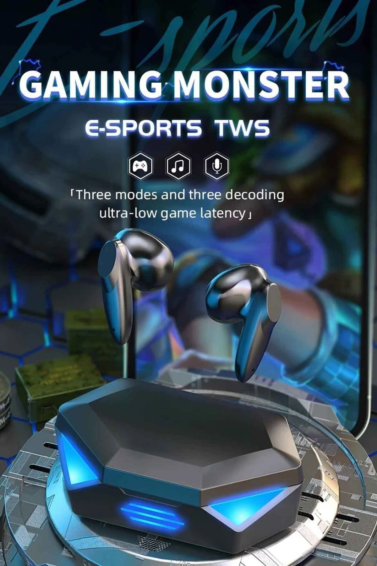 Bluetooth Oyucu Kulaklığı G20 Son Sürüm Düşük Gecikmeli Siyah Gaming Kulaklık - Anycast Görsel 3