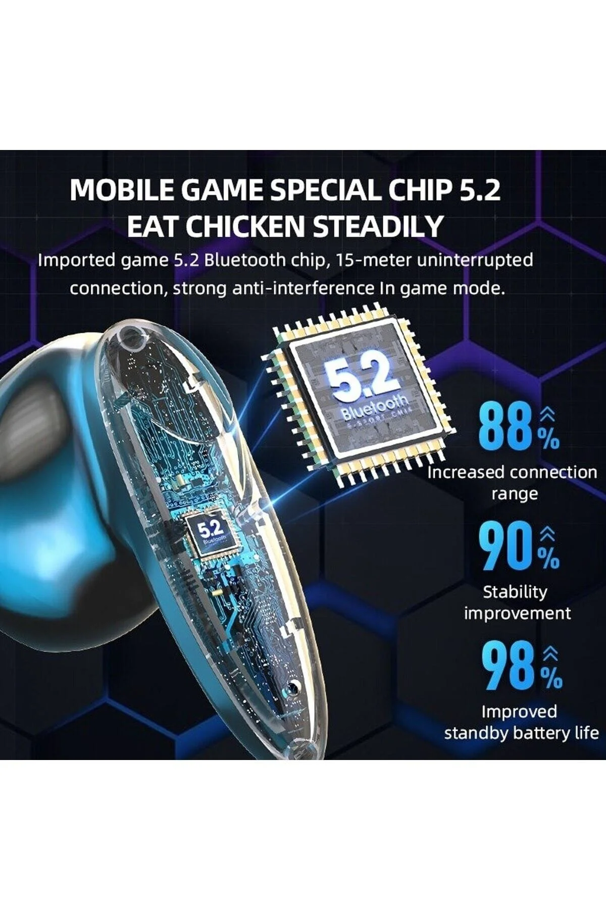 Bluetooth Oyucu Kulaklığı G20 Son Sürüm Düşük Gecikmeli Siyah Gaming Kulaklık - Anycast Görsel 7