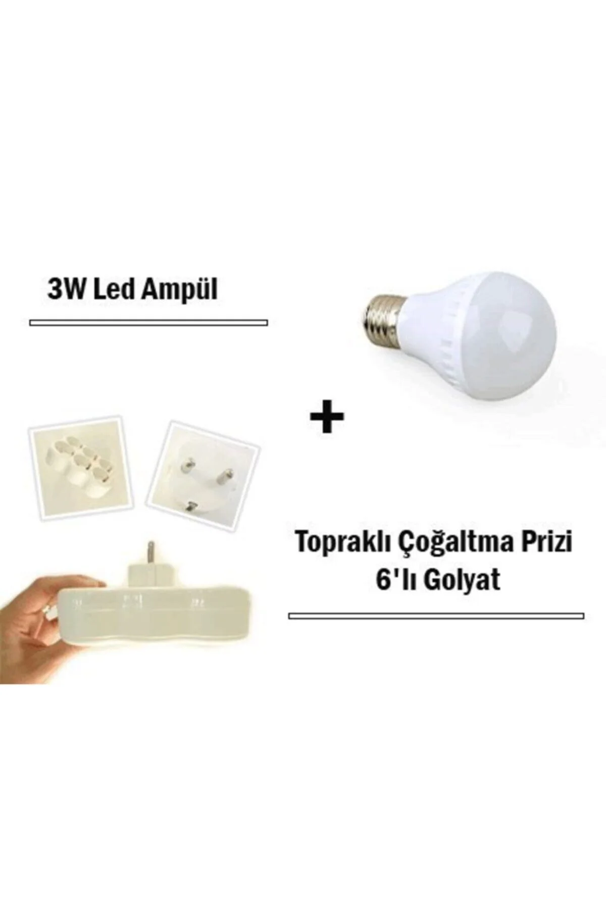 3w Led Ampul 10 Ad Topraklı Çoğaltma Prizi 6 Lı Golyat
