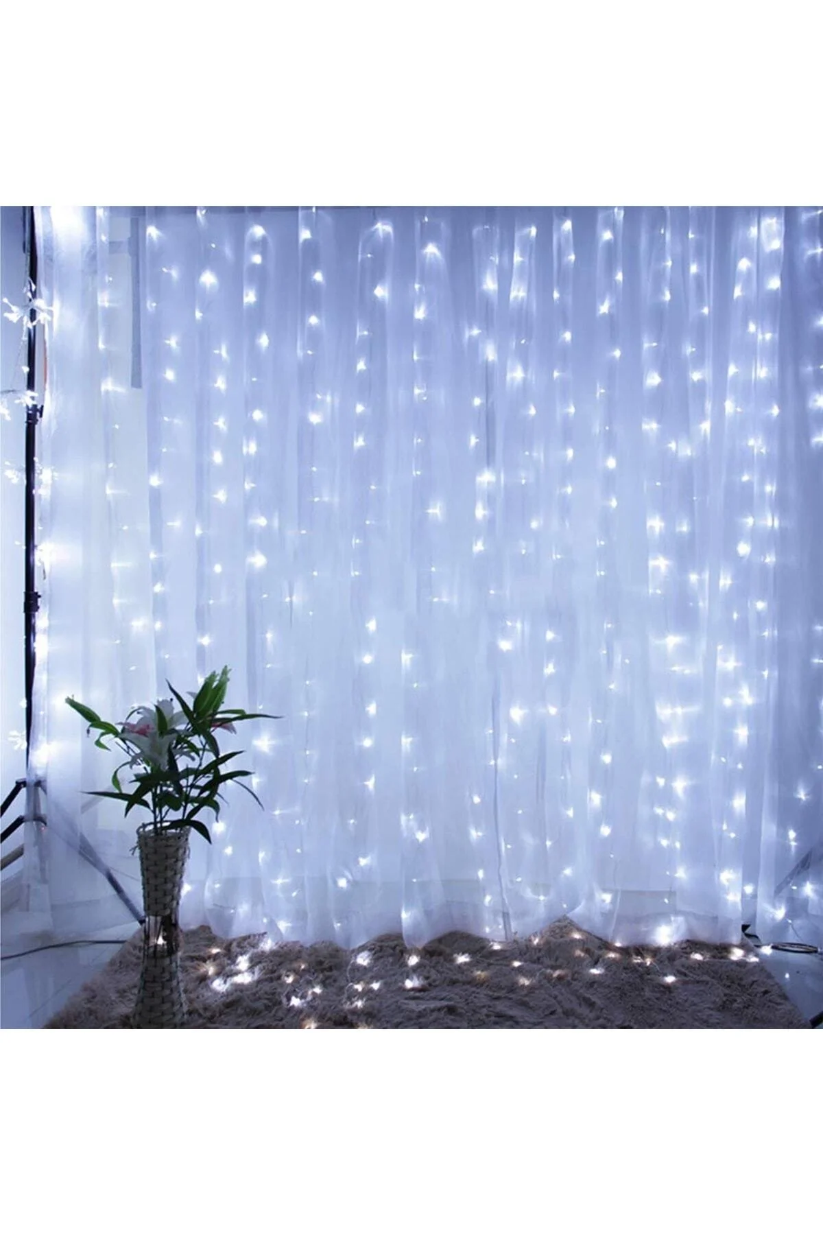 2x2 Metre 320 Led 8 Fonskiyonlu Dekoratif Led Perde Beyaz Renk - HomeCare Görsel 2