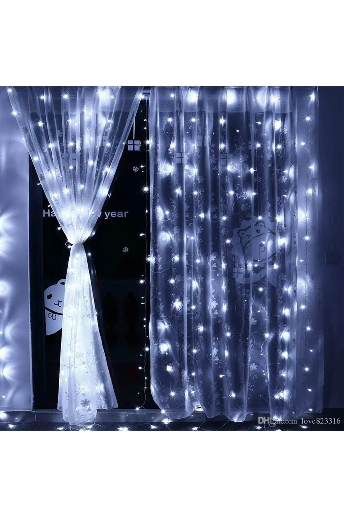 2x2 Metre 320 Led 8 Fonskiyonlu Dekoratif Led Perde Beyaz Renk - HomeCare Görsel 4