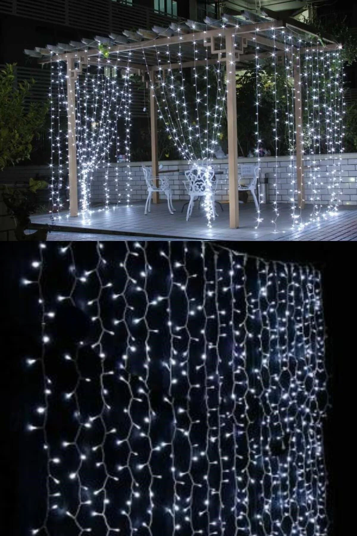 2x2 Metre 320 Led 8 Fonskiyonlu Dekoratif Led Perde Beyaz Renk