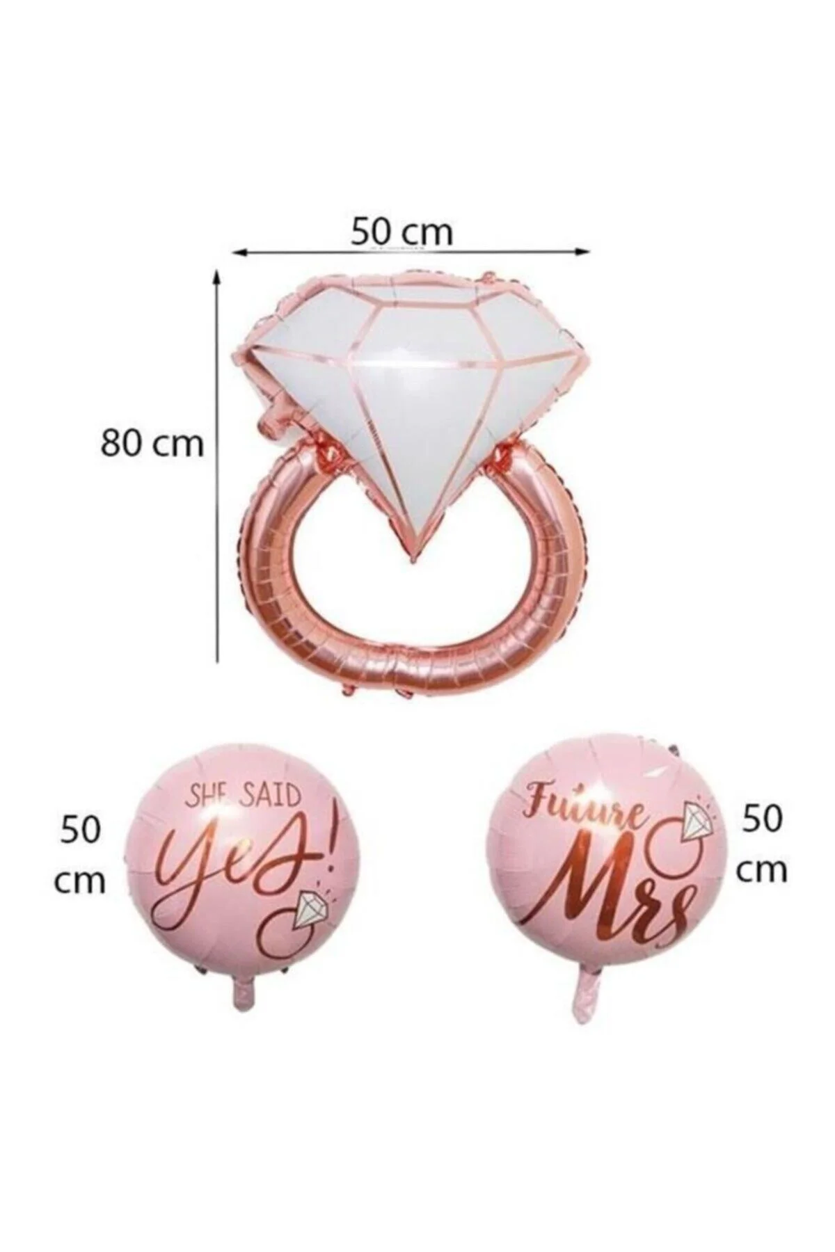 Fırsat Ayı Tek Taş Yüzük Rose Gold Folyo Balon Seti