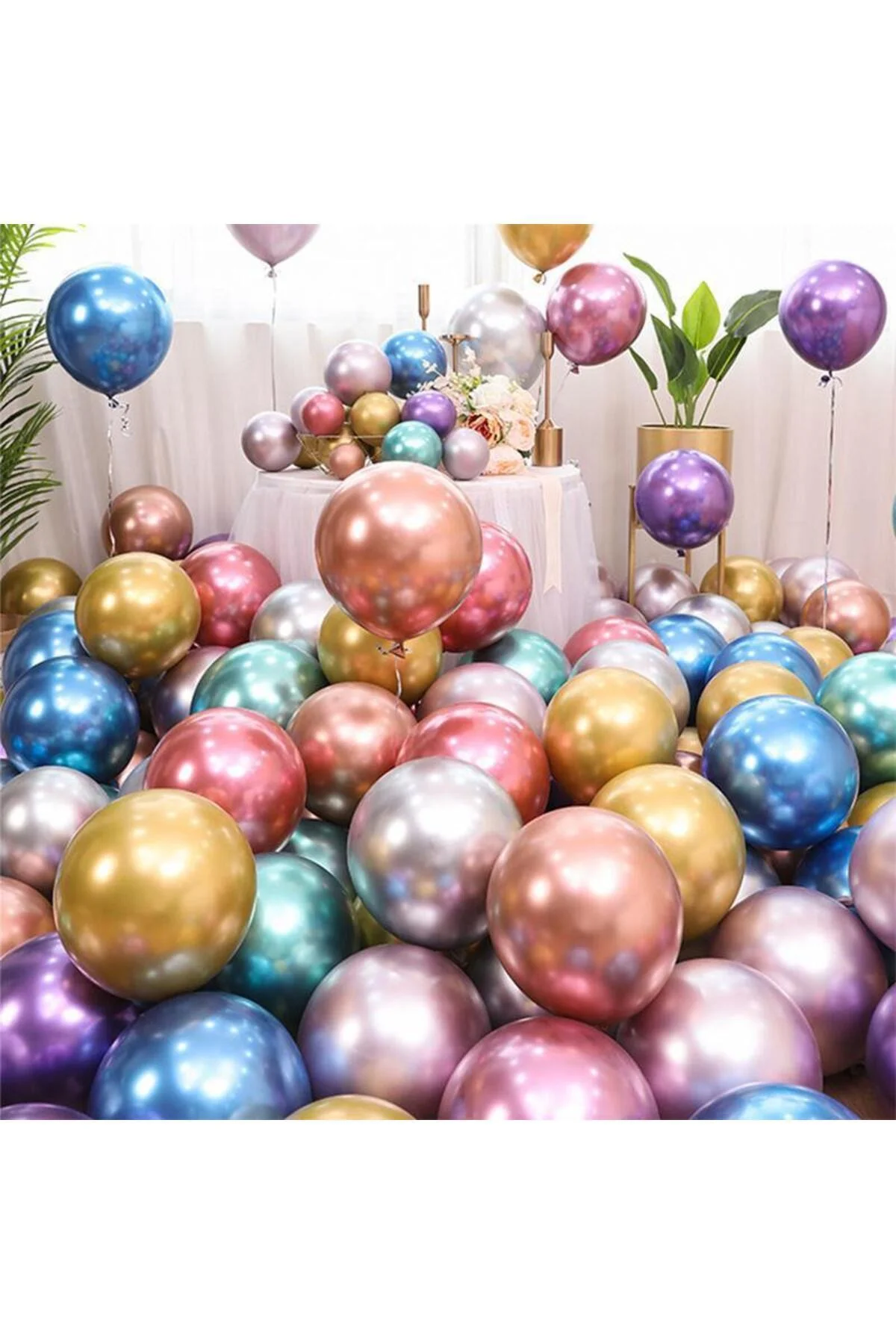 Krom Balon Parti Organizasyon Balonu 12 İnç Düğün Doğum Günü Dekorasyon 30 Adet - pazariz Görsel 4
