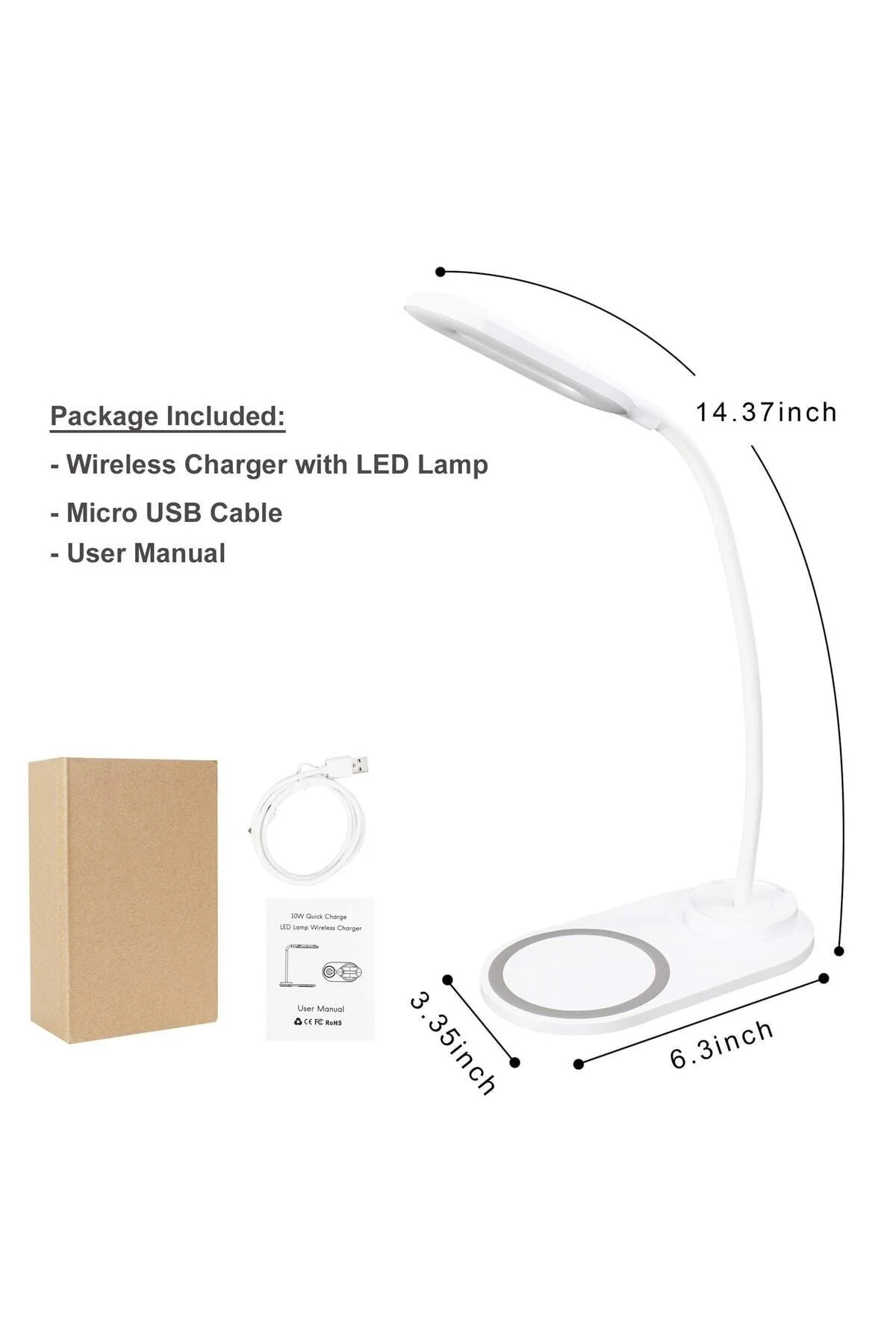 Masa Lambası Led 10w Cep Telefonu Hızlı Kablosuz Şarj Özellikli Iki Renk Işık Siyah - PEKSHOP Görsel 3