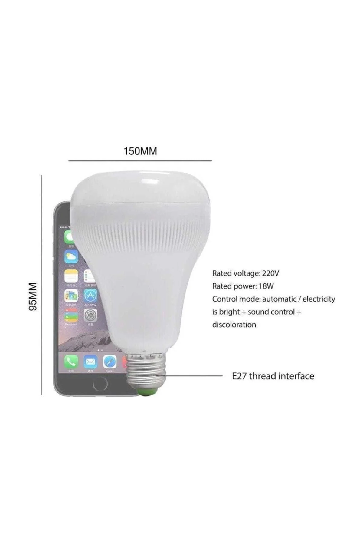 Bluetooth Hoparlör Led Ampül Beyaz Lamba Renk Değiştirir