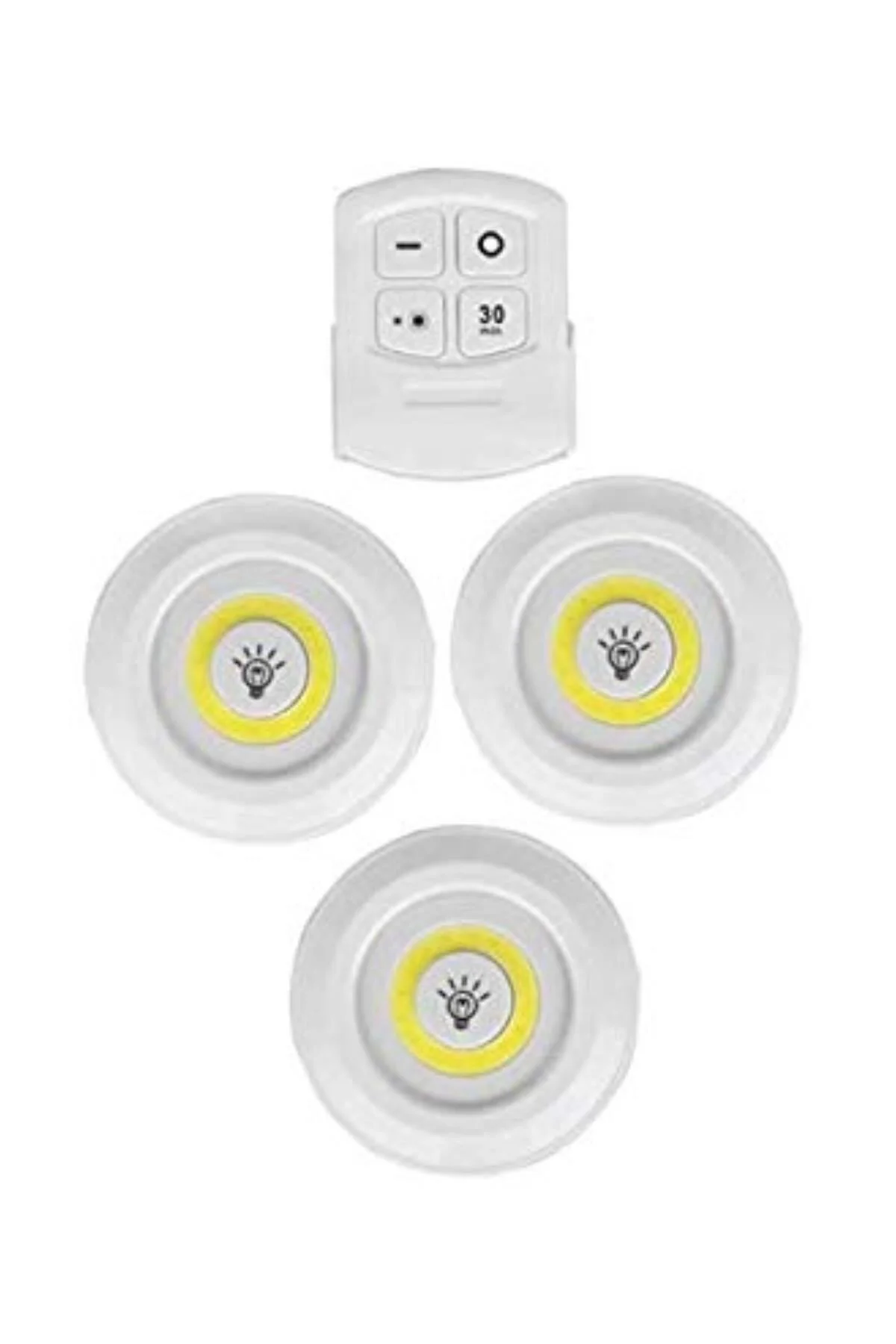 3lü Uzaktan Kumandalı Yapışkanlı Kablosuz Led Spot Lambalar - PEKSHOP Görsel 2
