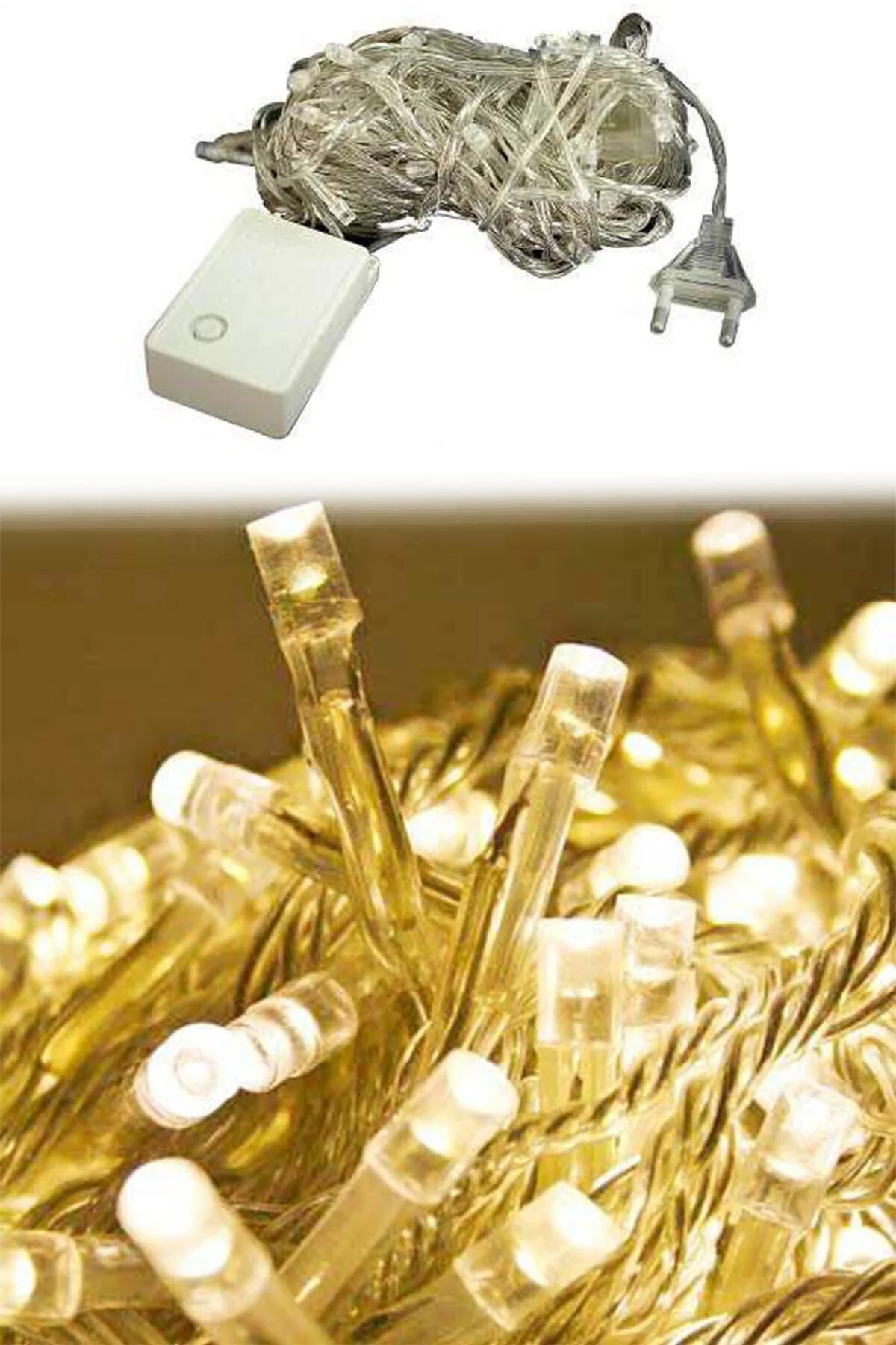 100 Ledli 8 Fonksiyonlu Peri Led Yılbaşı Kamp Parti Lambası (10m Sarı)