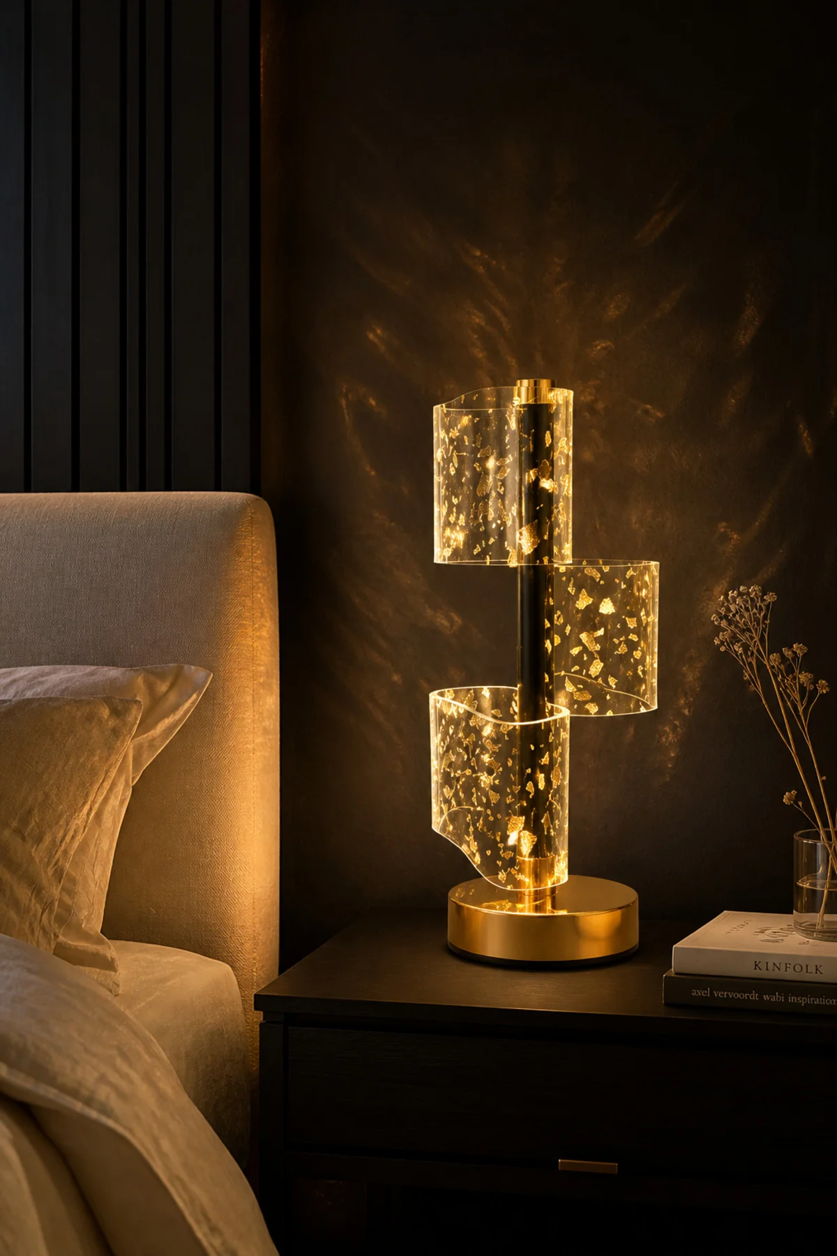 Kristal LED Gece Lambası 3D Altın tabanlı dokunmatik kontrollü şarjlı tasarım 3 renk modu ile yatak - pazariz Görsel 4