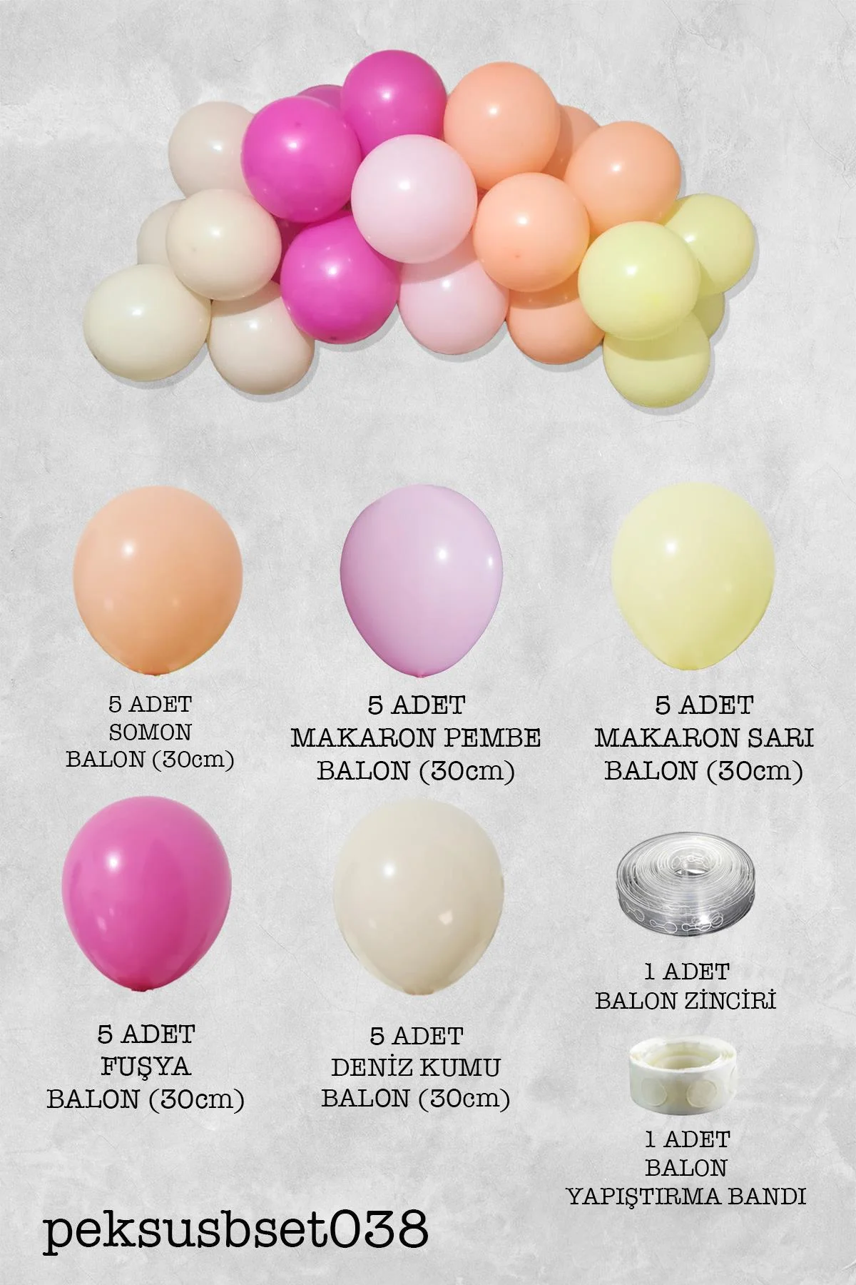 Papatya Tema Balon Zinciri Mini 27 Parça - PEKSHOP Görsel 2