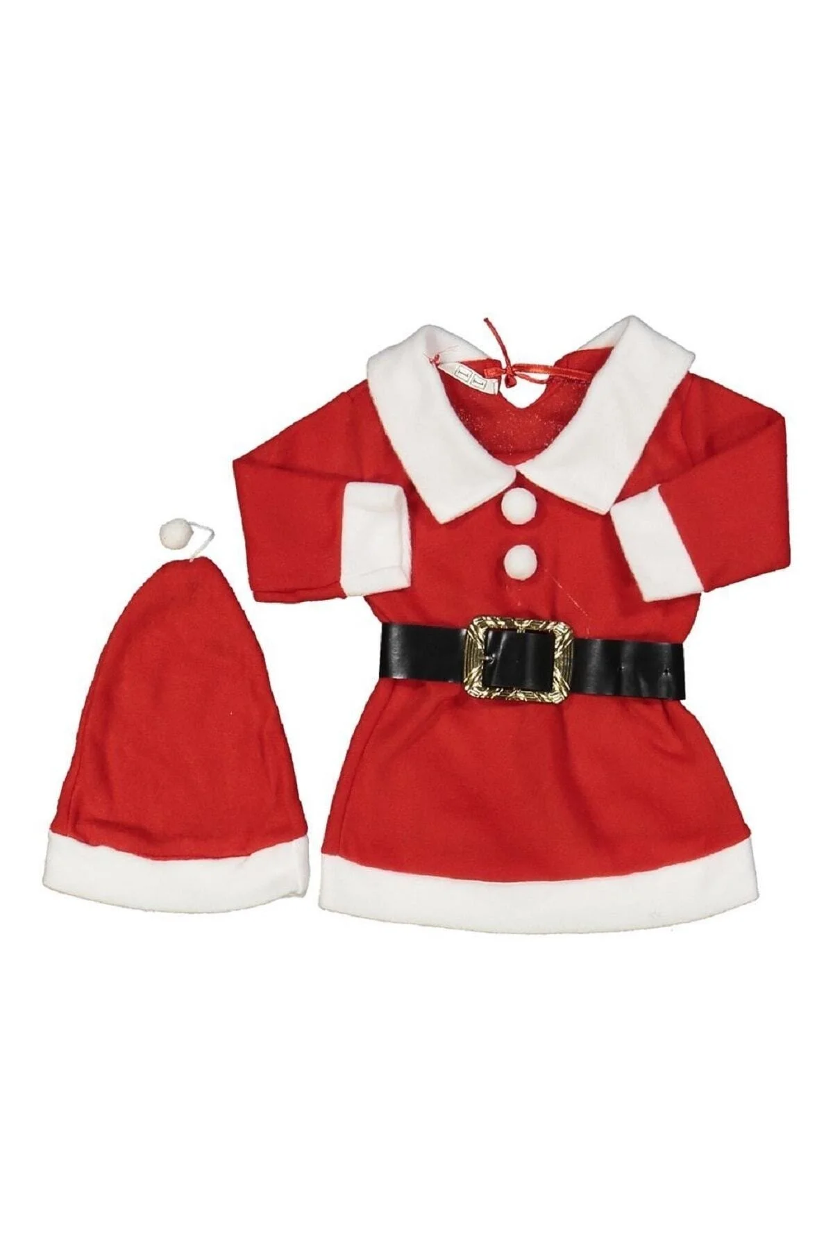 Kız Çocuk Kırmızı Yeni Yıl Noel Kostüm Elbise Seti Yılbaşı
